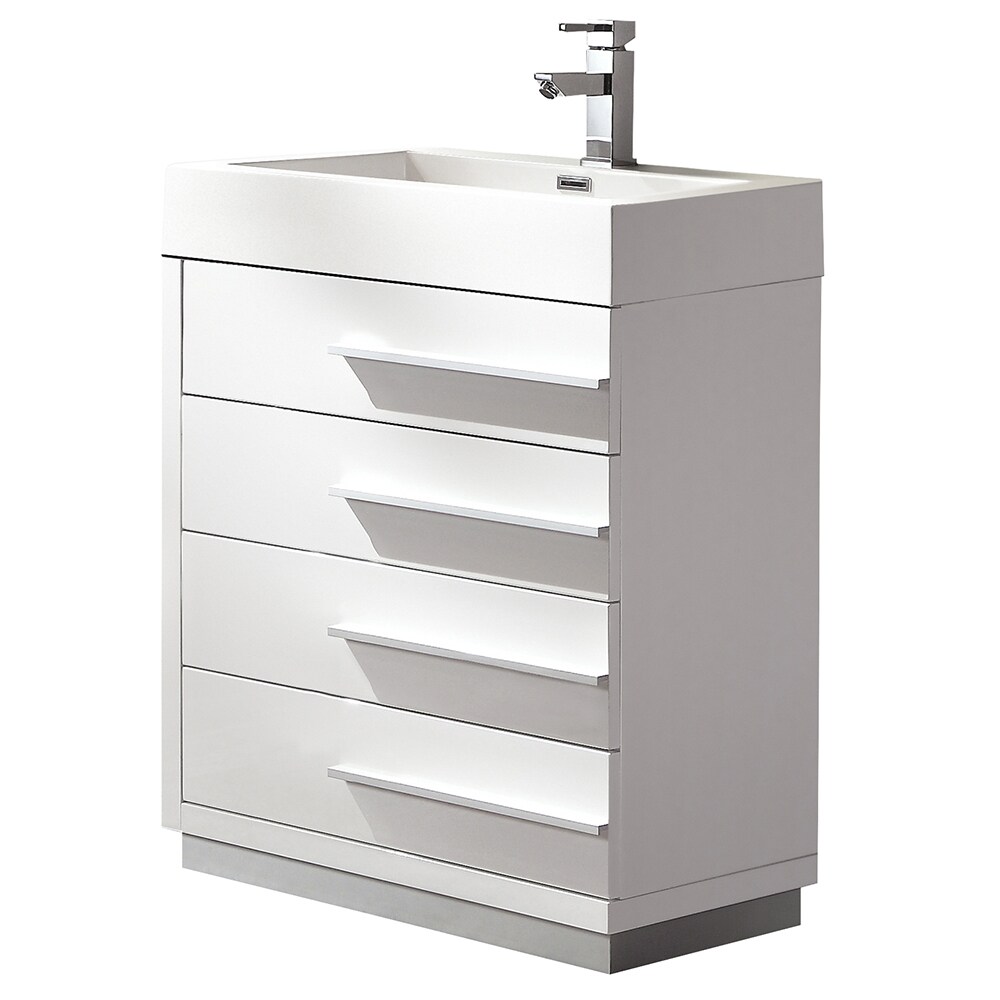 Fresca Livello 24 Inch White Modern Bathroom Cabinet With Fresca Livello 24 Inch White Modern Bathroom Cabinet With Integrated Sink