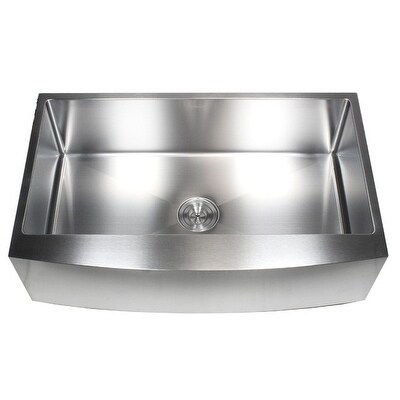 Ariel 36 Inch Farmhouse A Stainless Steel Kitchen Sink Ariel 36 Inch Farmhouse A Stainless Steel Kitchen Sink 16gauge Curve Front Single Bowl Pack Bonus Accessories Free Shipping Today