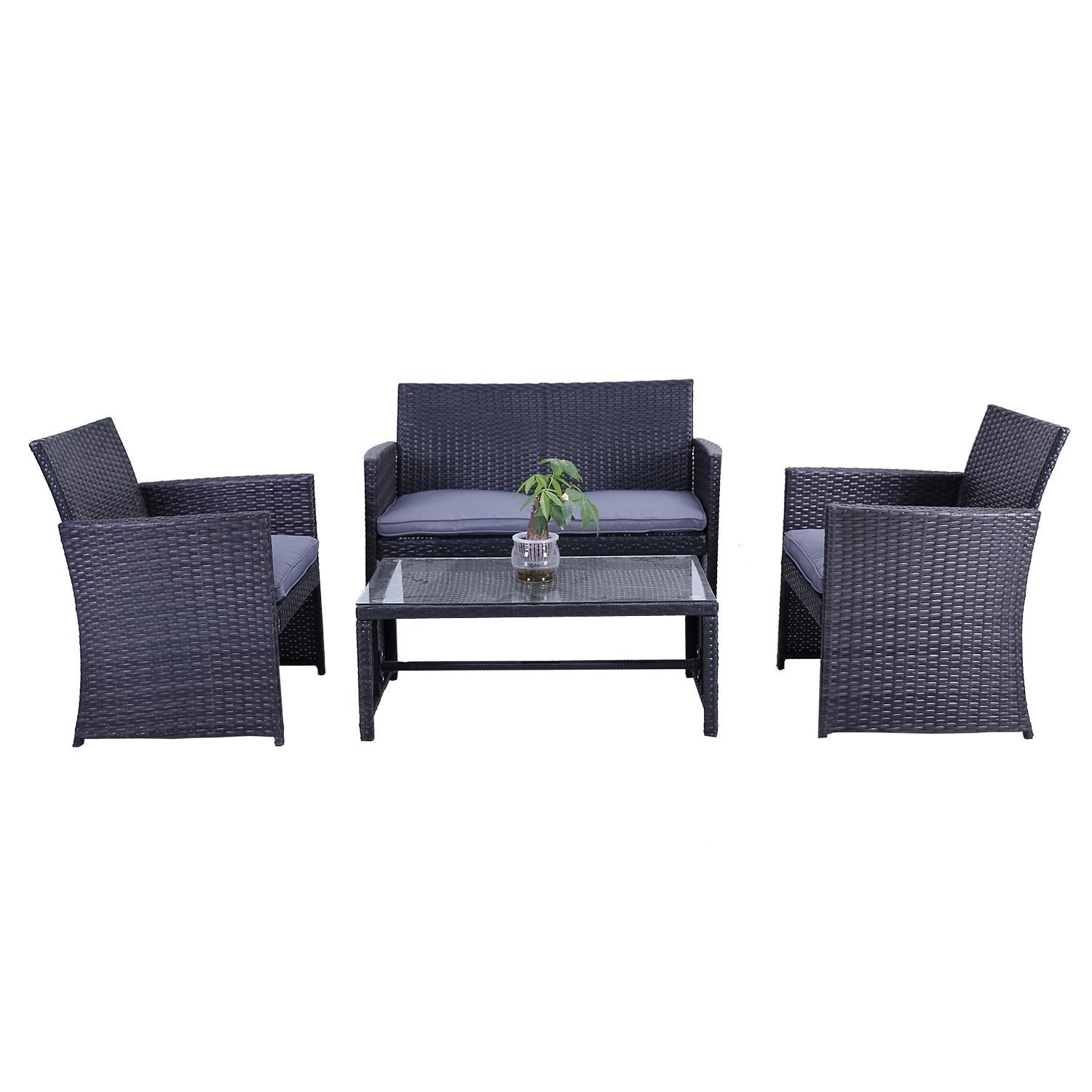 Aleko Indoor Outdoor Manhattan Rattan 4 Pcs Patio Furniture Set Aleko Indoor Outdoor Manhattan Rattan 4 Pcs Patio Furniture Set On Free Shipping Today 17678897