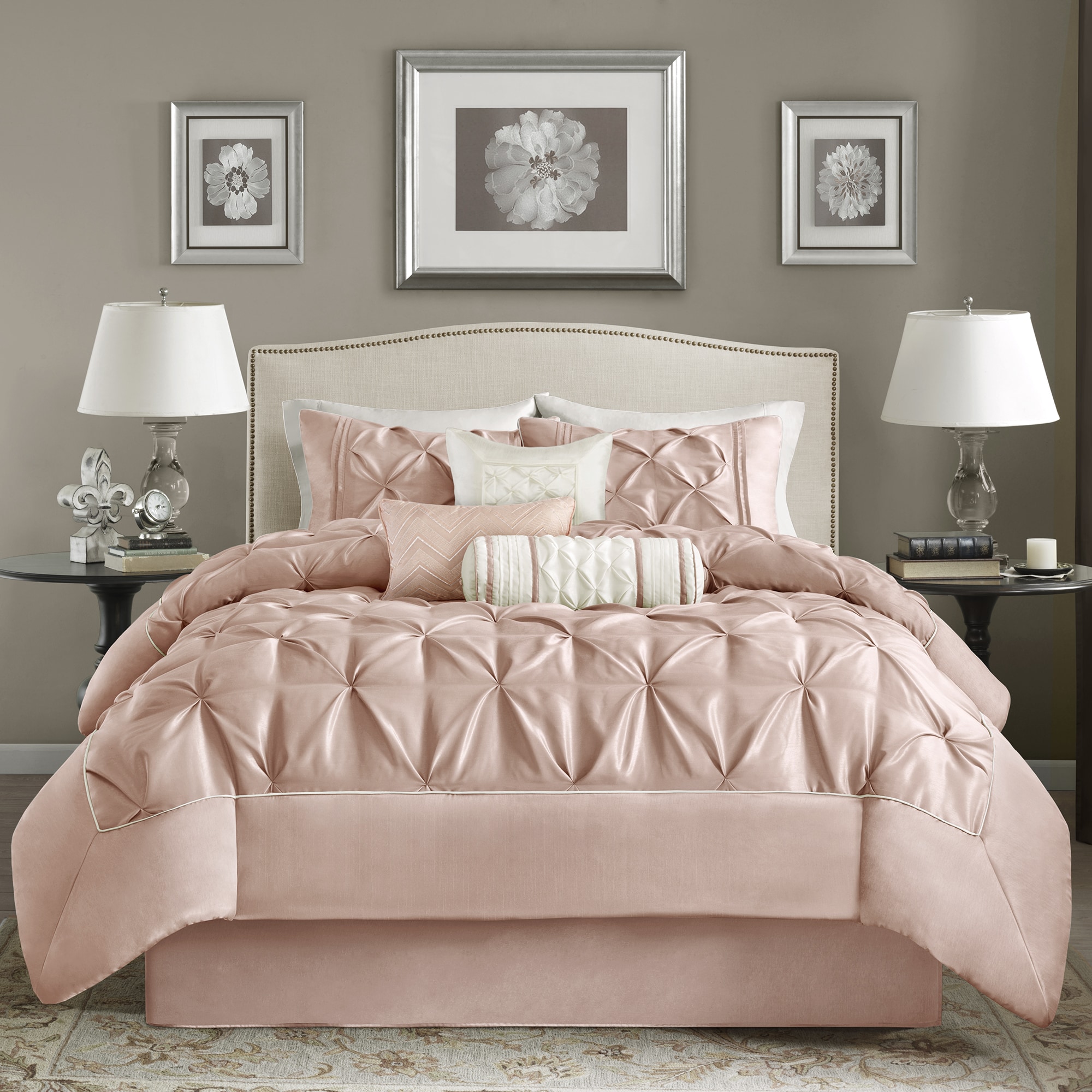 Madison Park Vivian Blush Pieced Pleated 7 Piece Comforter Set On Sale Overstock 17699065
