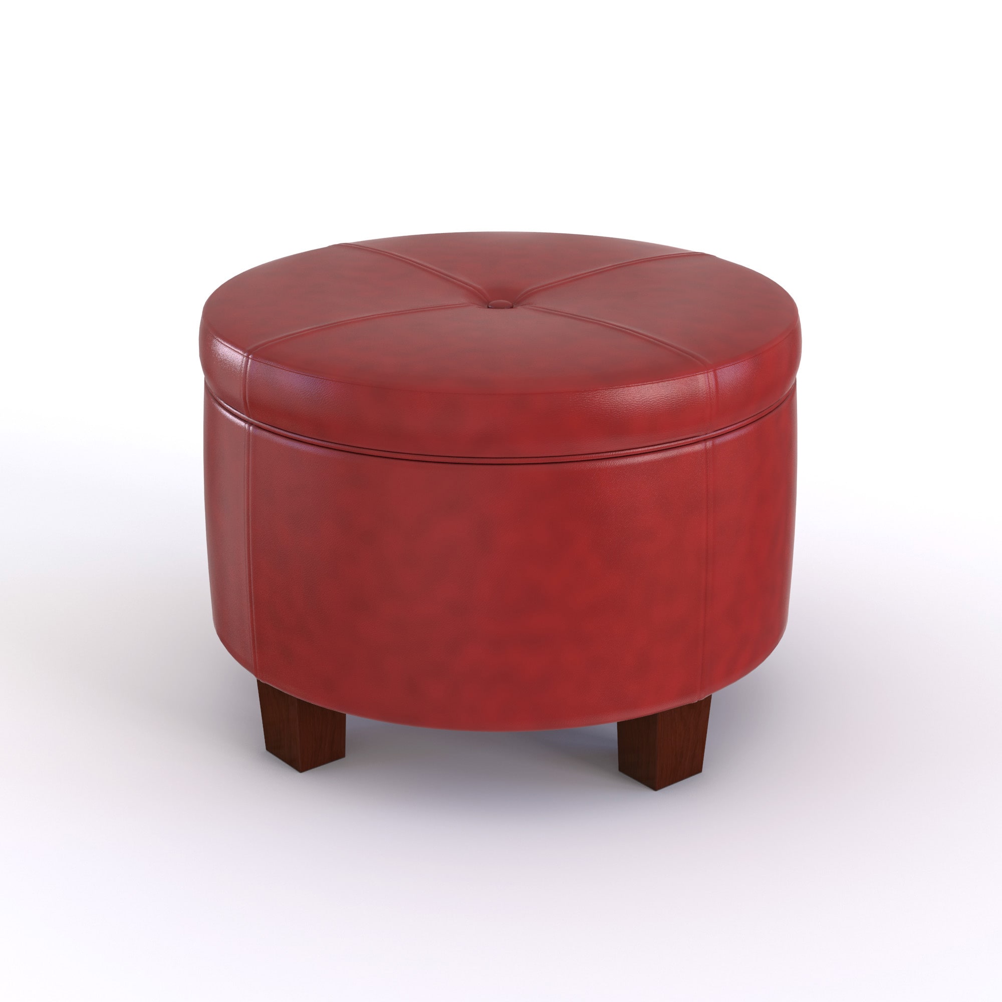 Porch Den Los Feliz Rowena Cinnamon Red Faux Leather Round Porch Den Los Feliz Rowena Cinnamon Red Faux Leather Round Storage Ottoman On Free Shipping Today 17734482