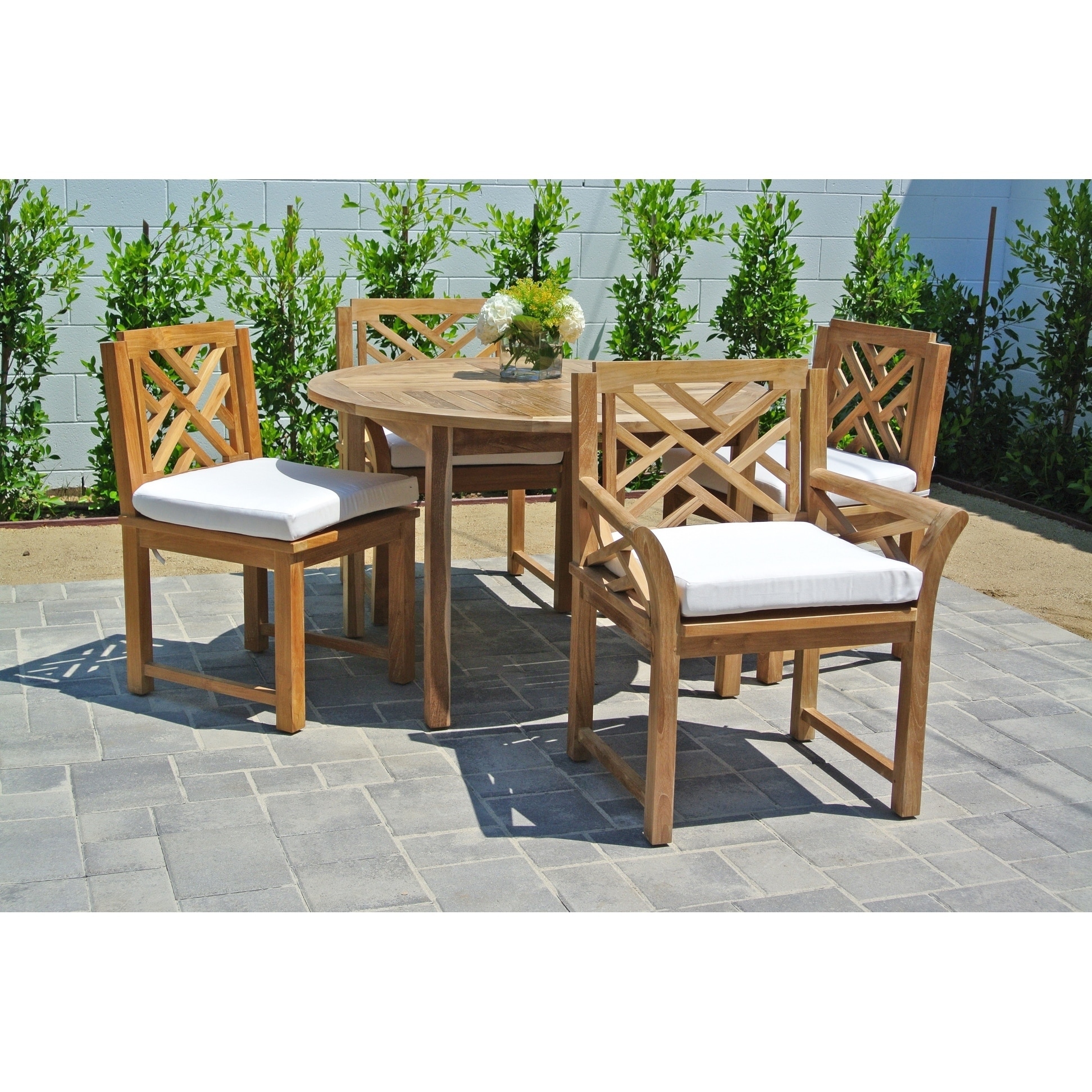 5pc Monterey Teak Outdoor Patio Furniture Dining Set With 48
