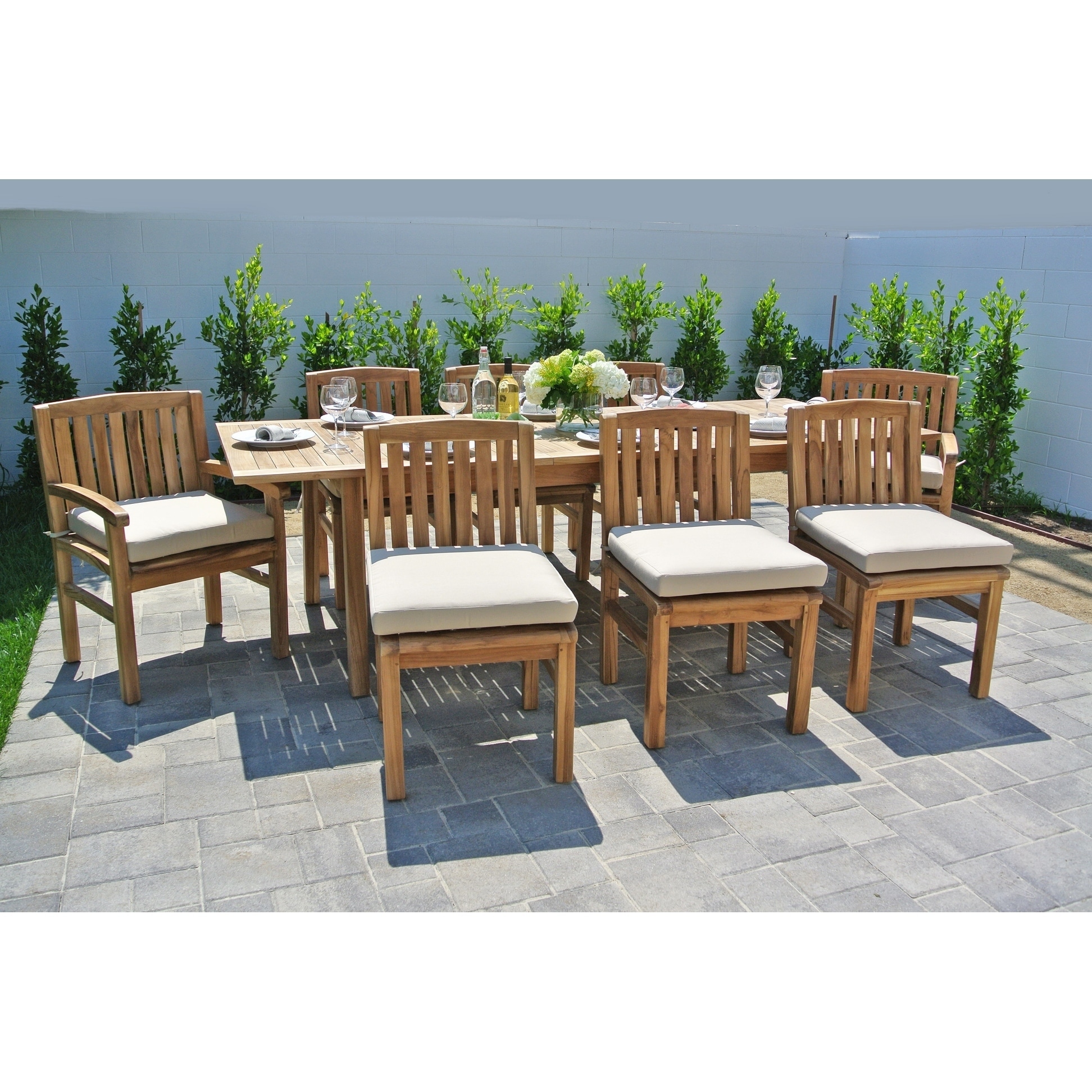 9 pc Huntington Teak Outdoor Patio Furniture Dining Set with ... 9 pc Huntington Teak Outdoor Patio Furniture Dining Set with ...