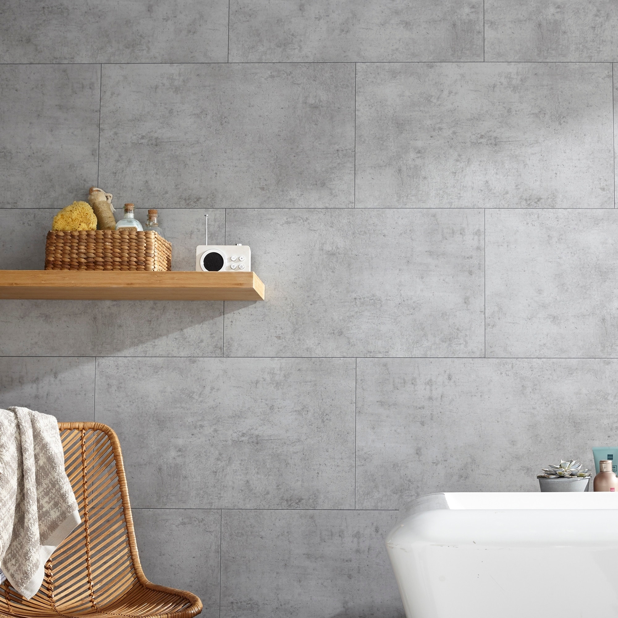 Dumawall 14 76 In X 25 59 Vinyl Interlocking Waterproof Frost Nickel Wall Tile Backsplash 8 Pack