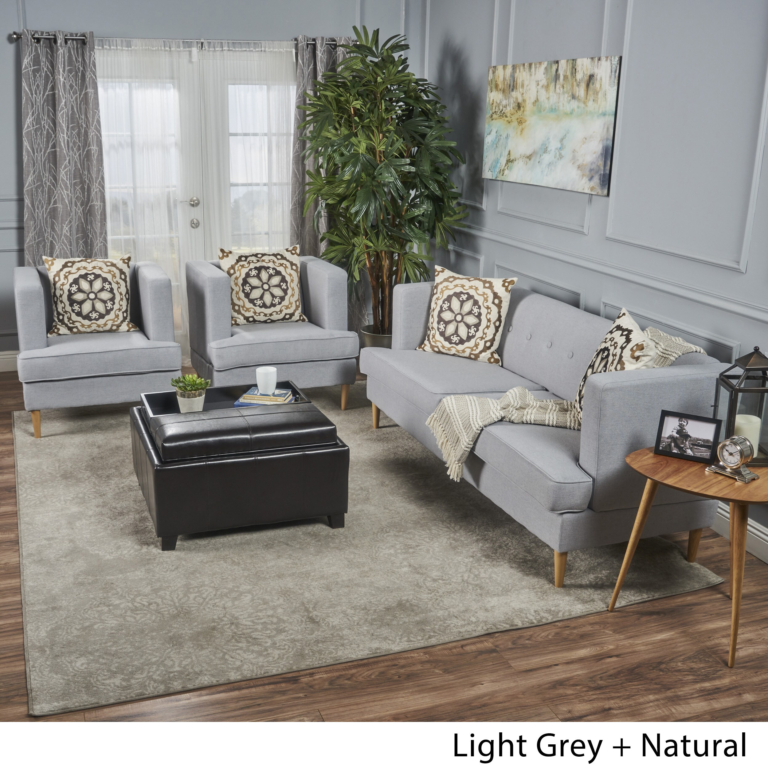 Milton Mid Century Modern 3 Piece Fabric Sofa Set By Christopher Knight Home