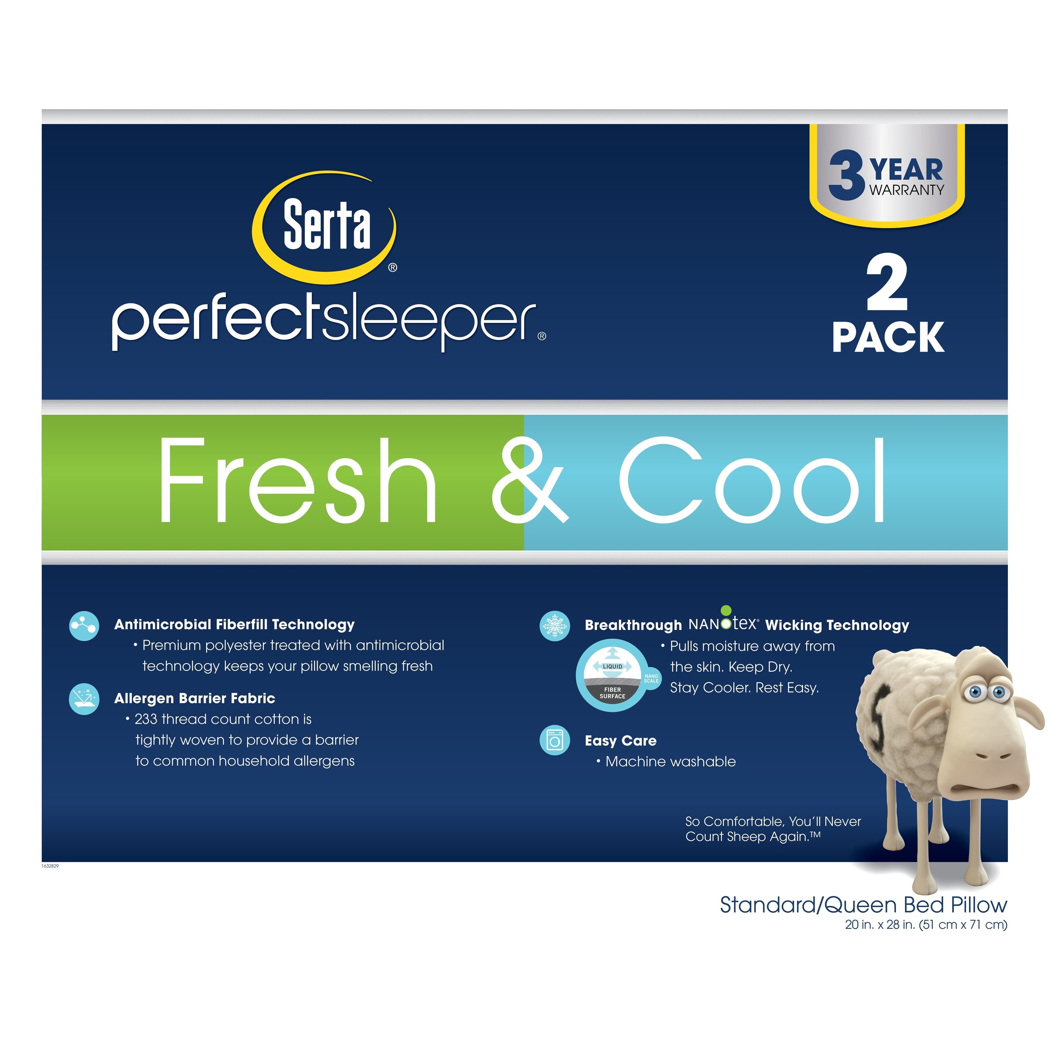 Shop Serta Perfect Sleeper Fresh Cool Pillow 2 Pack Ships To