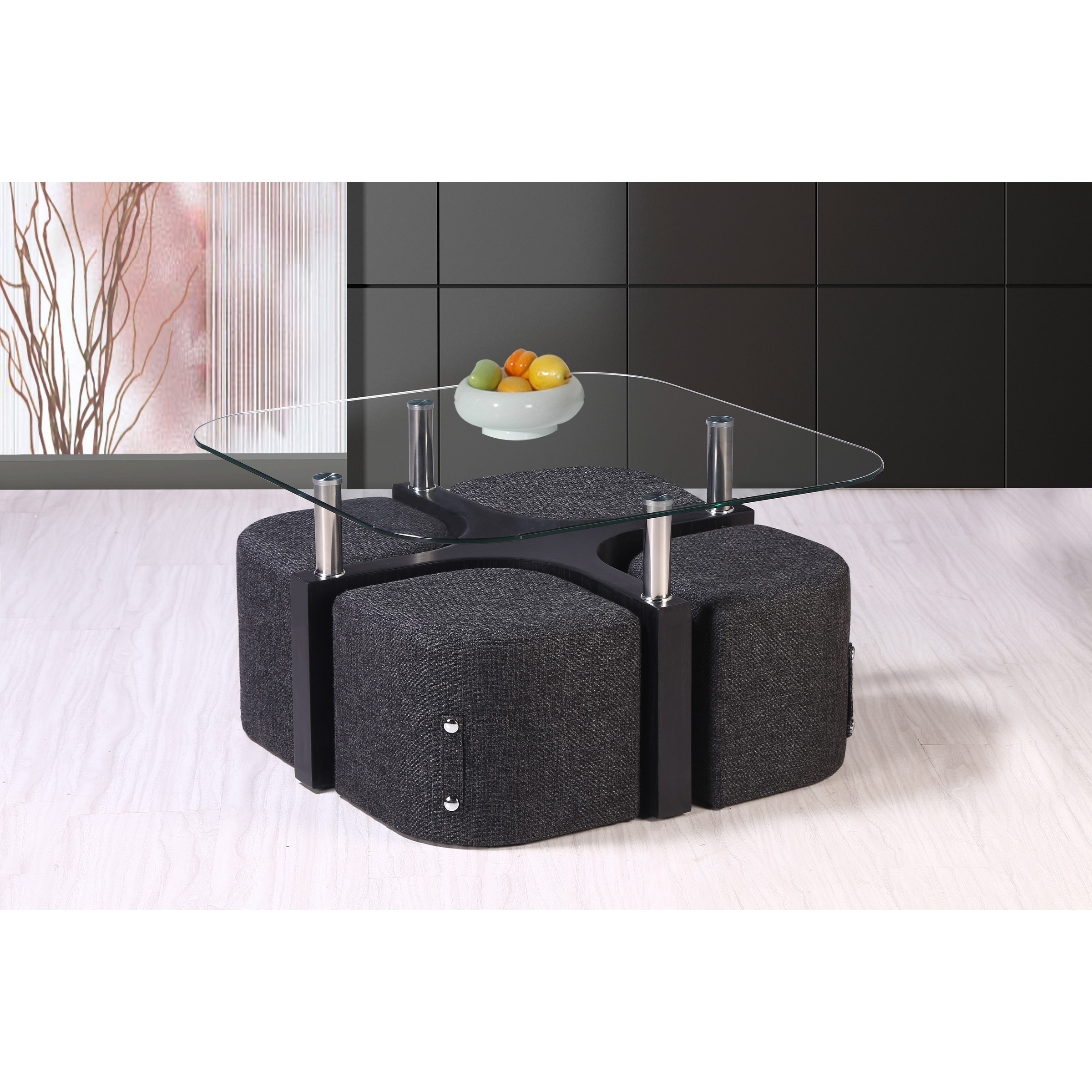 Best Quality Furniture Gl Top Coffee Table With 4 Nesting Best Quality Furniture Gl Top Coffee Table With 4 Nesting Stools Free Shipping Today 17823890