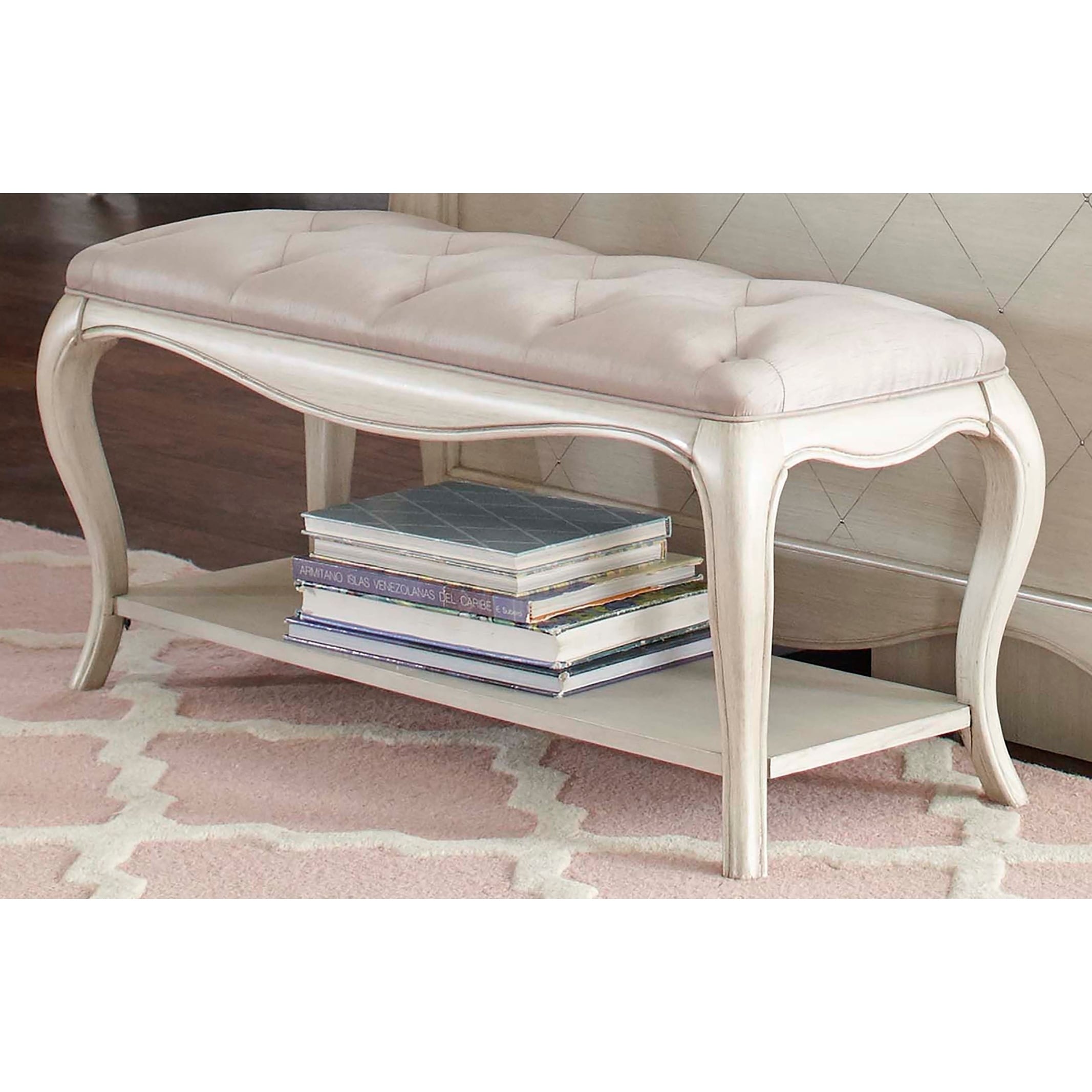 Hillsdale Angela Bed Bench with Tufted Top Opal Grey Free