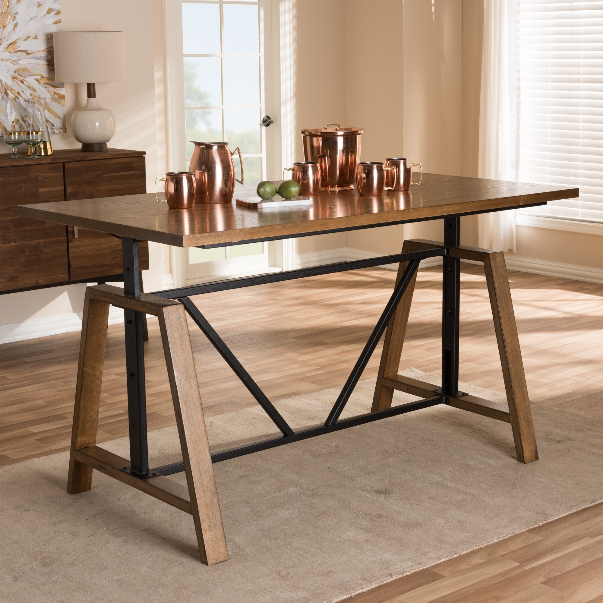 Rustic Metal And Wood Adjule Desk By Baxton Rustic Metal And Wood Adjule Desk By Baxton Studio Free Shipping Today 17974378