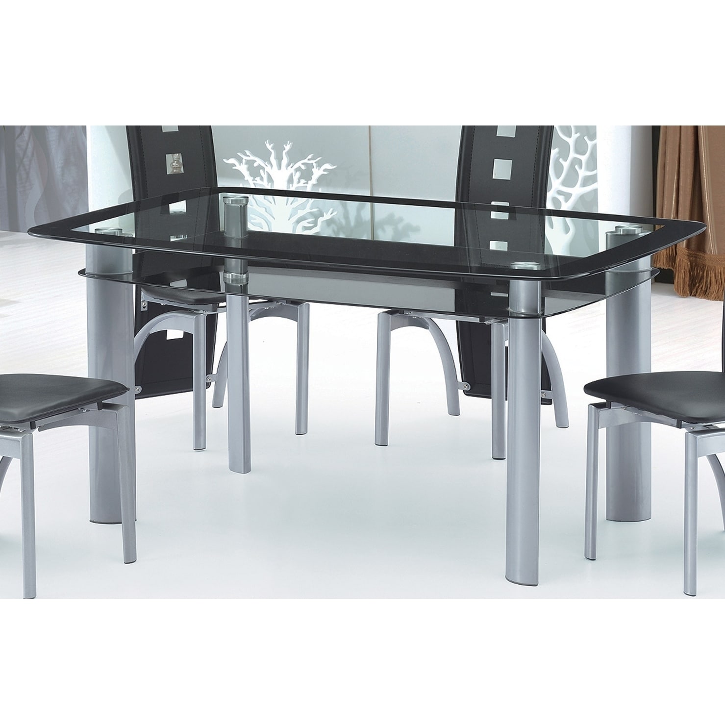 Best Quality Furniture Gl Top Dining Table Grey Black Best Quality Furniture Gl Top Dining Table Grey Black Free Shipping Today 17976058