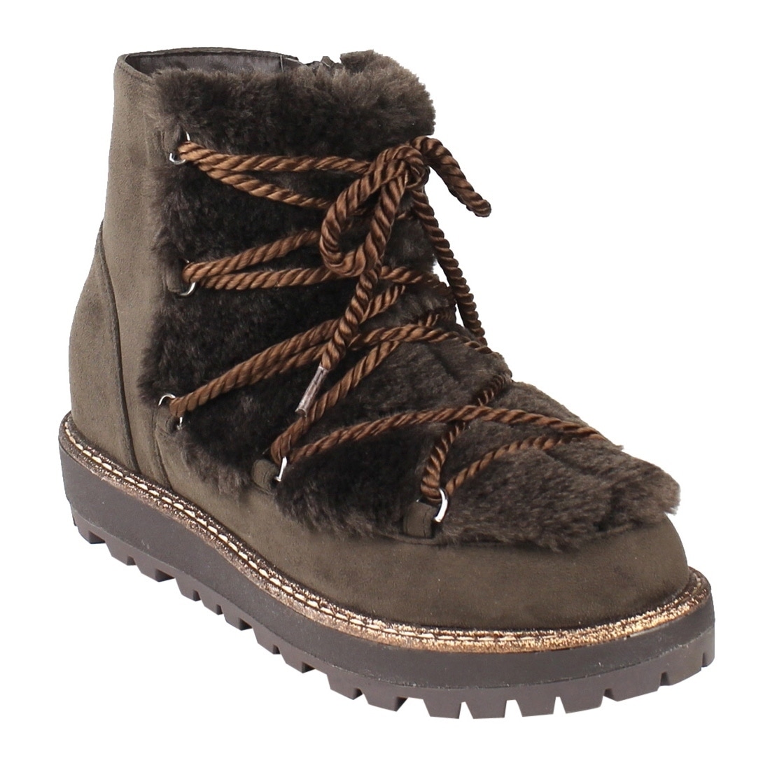 FM21 Women's Strappy Ankle High Side Zipper Lug Sole Winter Snow Booties FM21 Women's Strappy Ankle High Side Zipper Lug Sole Winter Snow Booties
