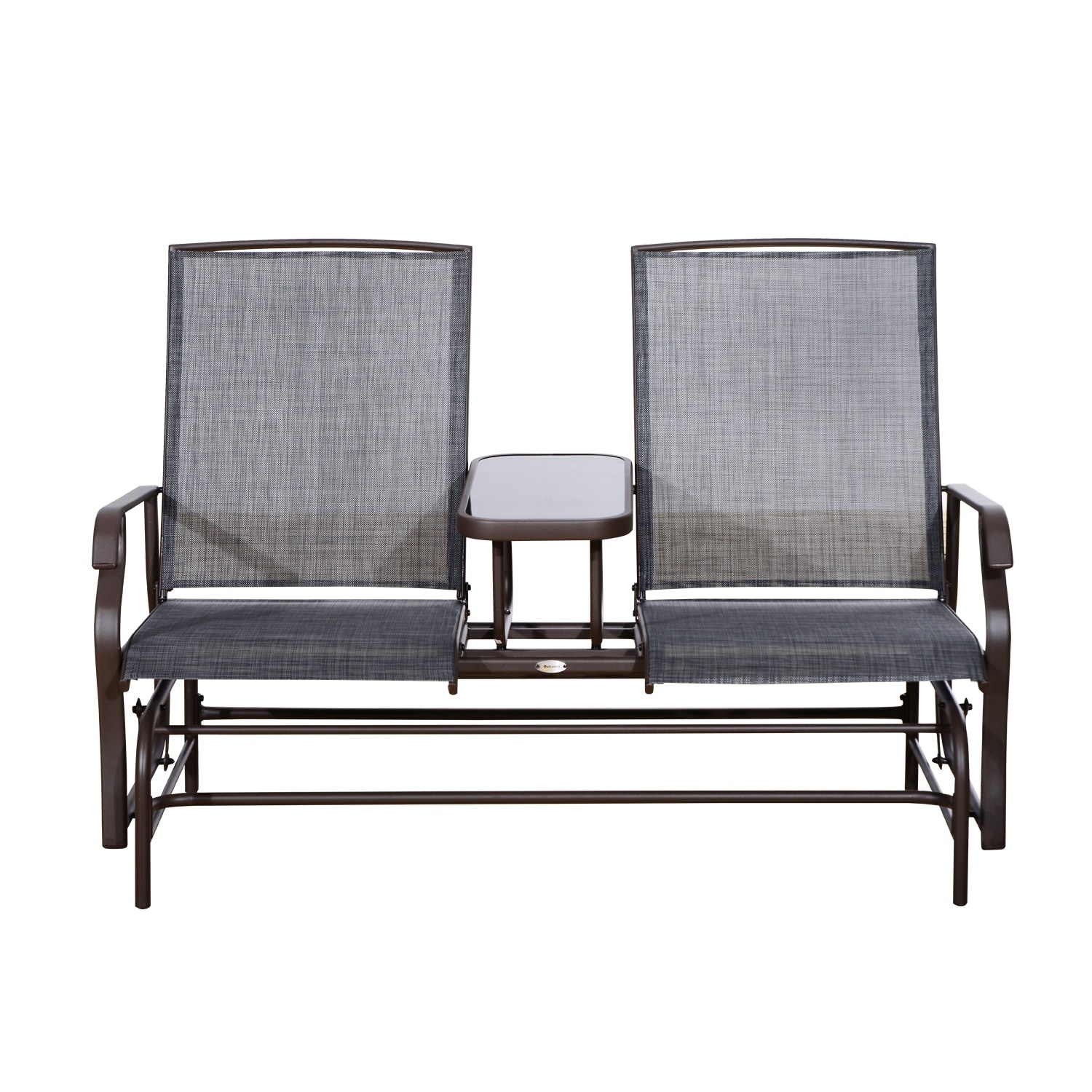 Outsunny Two Person Outdoor Mesh Fabric Patio Double Glider Outsunny Two Person Outdoor Mesh Fabric Patio Double Glider Chair With Center Table On Free Shipping Today 18013207