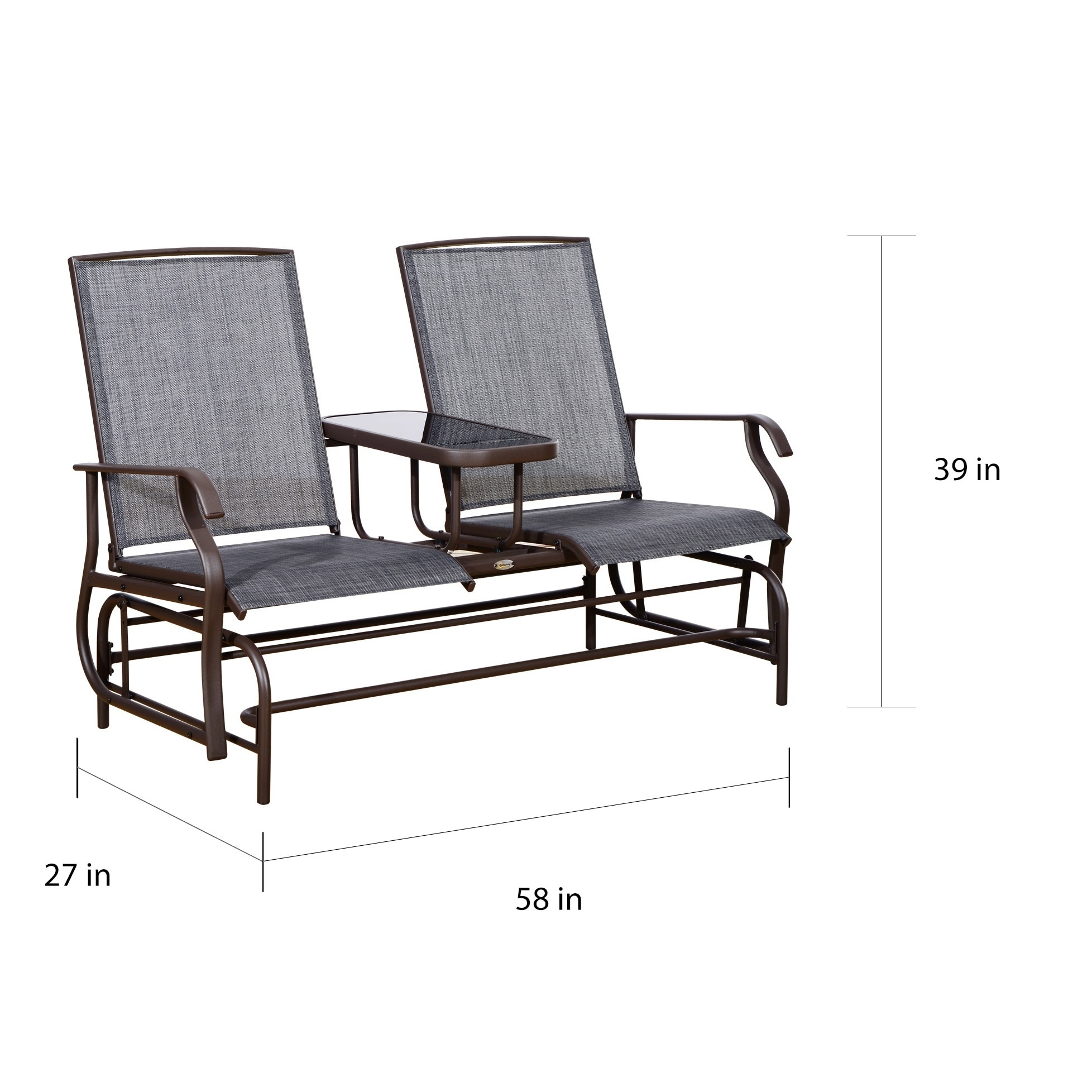 Outsunny Two Person Outdoor Mesh Fabric Patio Double Glider Outsunny Two Person Outdoor Mesh Fabric Patio Double Glider Chair With Center Table On Free Shipping Today 18013207