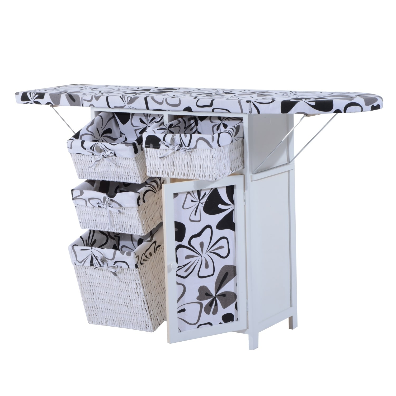 Homcom Wood Wicker Ironing Board Center With Baskets White Homcom Wood Wicker Ironing Board Center With Baskets White Free Shipping Today 18038513