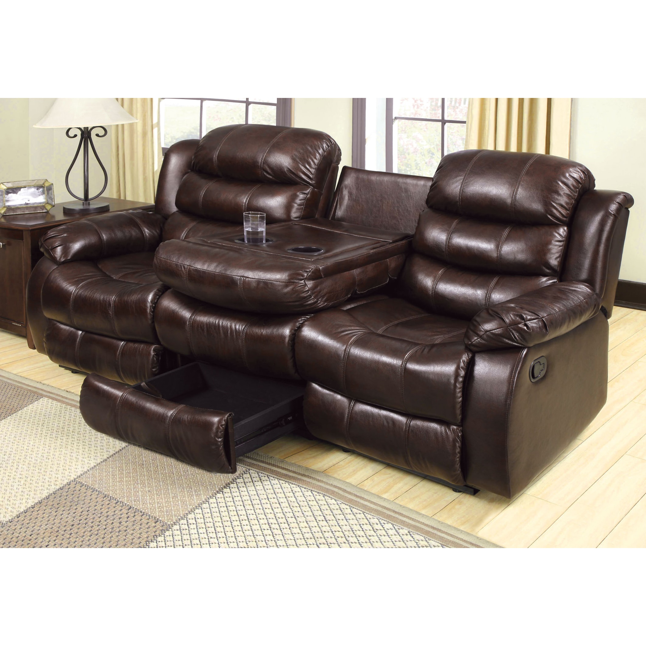 Furniture Of America Berkshield Transitional Dark Brown Leather Furniture Of America Berkshield Transitional Dark Brown Leather Reclining Sofa With Dropdown Back On Free Shipping Today