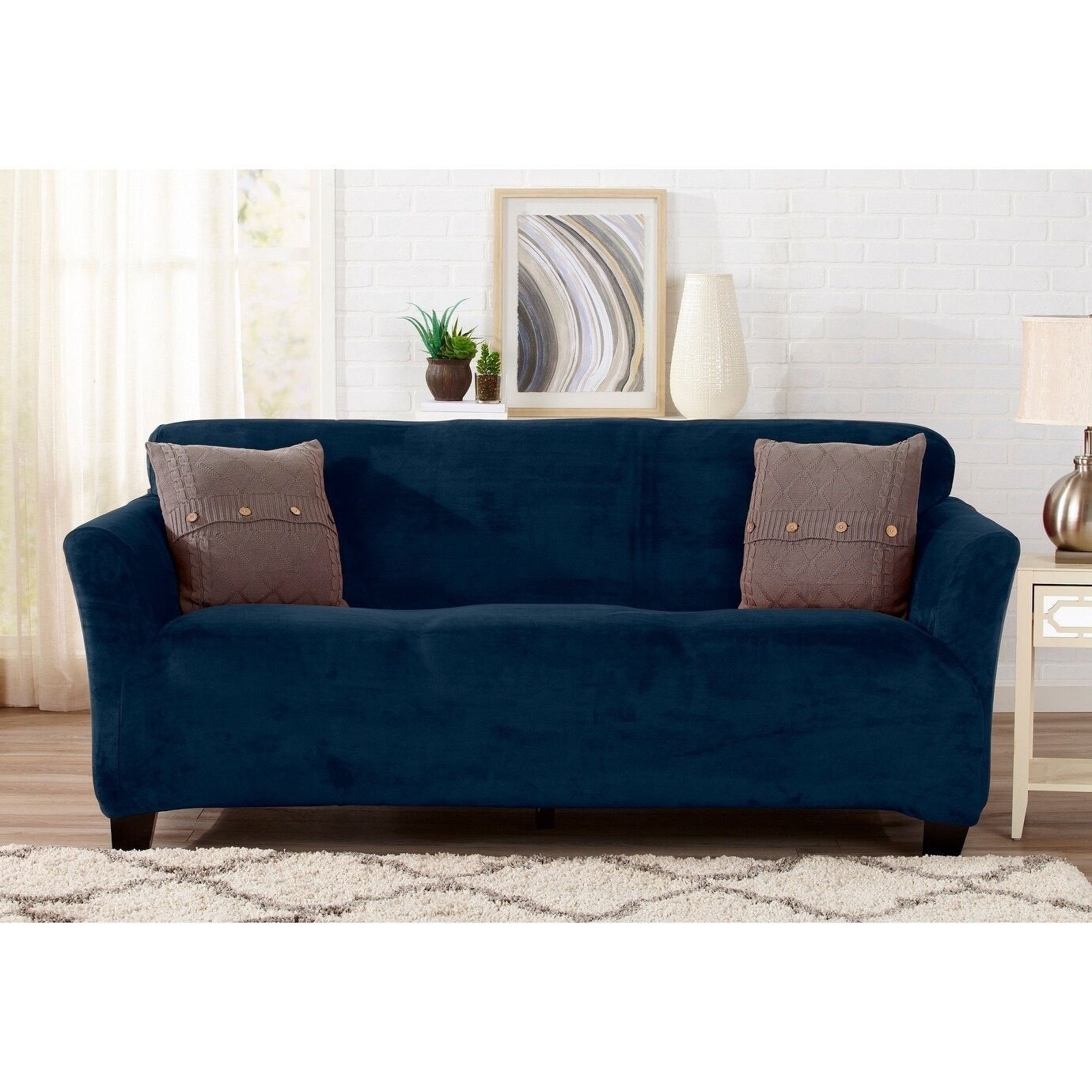 Great Bay Home Velvet Plush Form Fit Sofa Slipcover On Great Bay Home Velvet Plush Form Fit Sofa Slipcover On Free Shipping Today 18056603