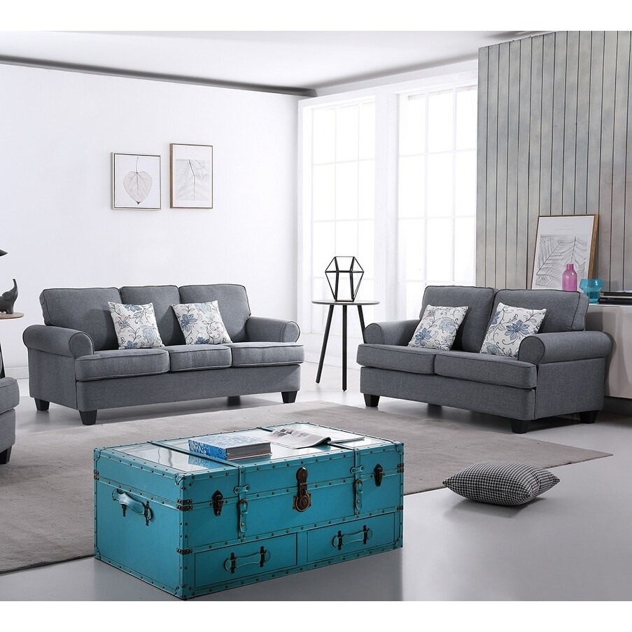 Audrey Mid Century Fabric Sofa Set