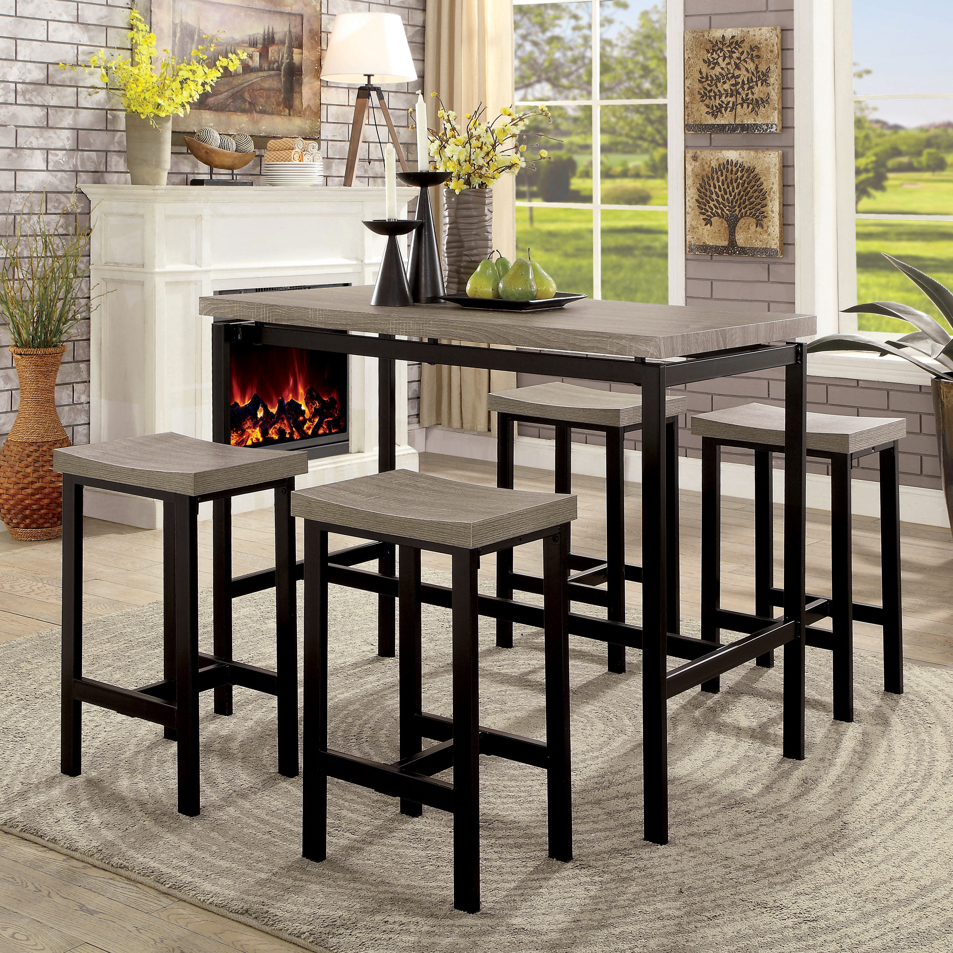Furniture Of America Fermel Contemporary 5 Piece Counter Height Dining Set Furniture Of America Fermel Contemporary 5 Piece Counter Height Dining Set