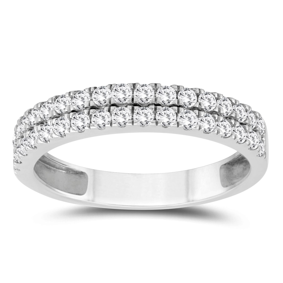 3 4 Carat Tw Double Row Diamond Wedding Band In 10k White Gold 3 4 Carat Tw Double Row Diamond Wedding Band In 10k White Gold On Free Shipping Today 18068215