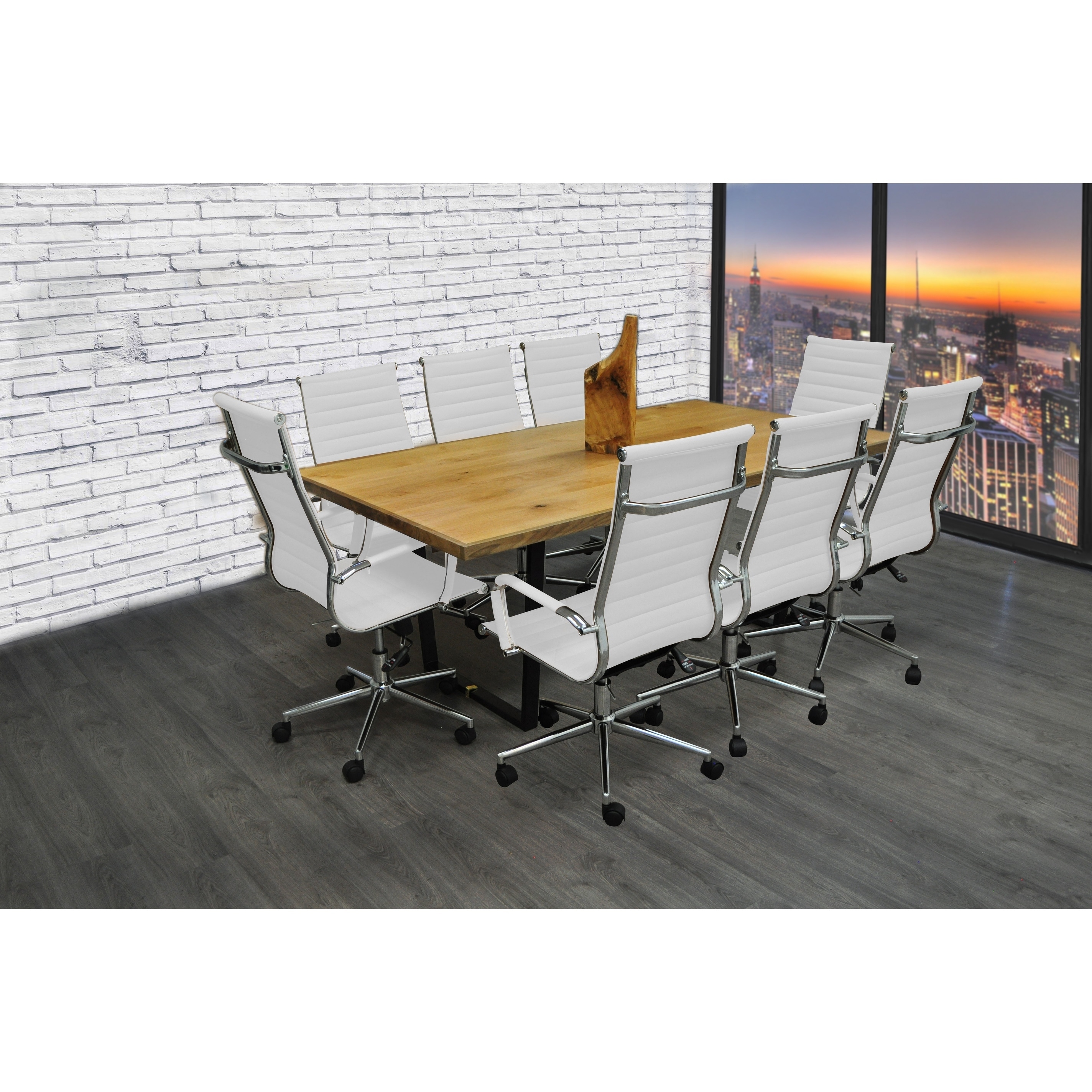 SOLIS Castillo 9 Piece Solid Wood Conference Table Set with White