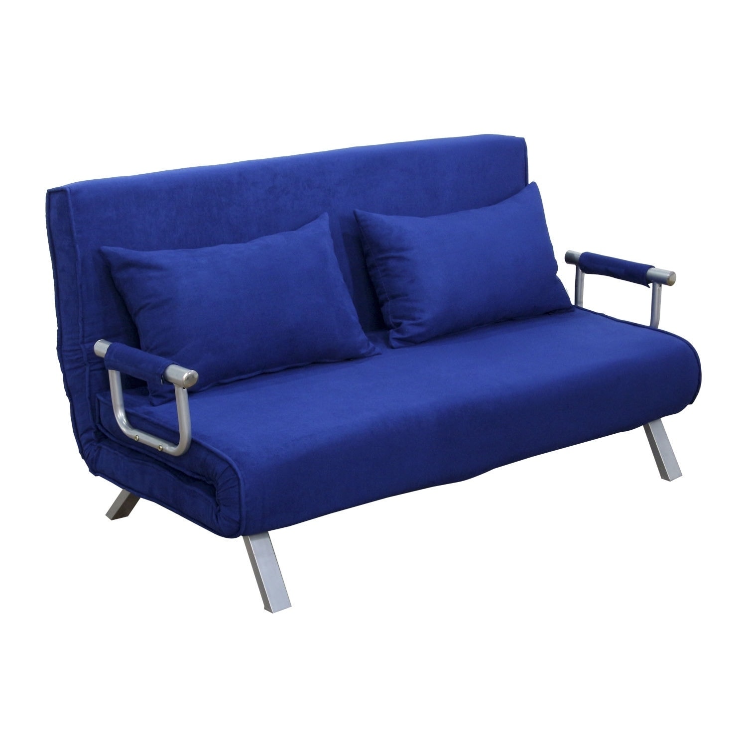 Homcom 61 Folding Futon Sleeper Couch Sofa Bed Blue