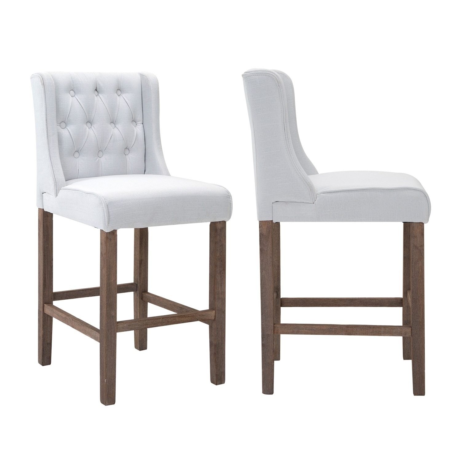 Homcom Modern Bar Height Fabric Wingback Dining Chairs With Homcom Modern Bar Height Fabric Wingback Dining Chairs With Tufted Ons Cream White Set Of 2 On Free Shipping Today