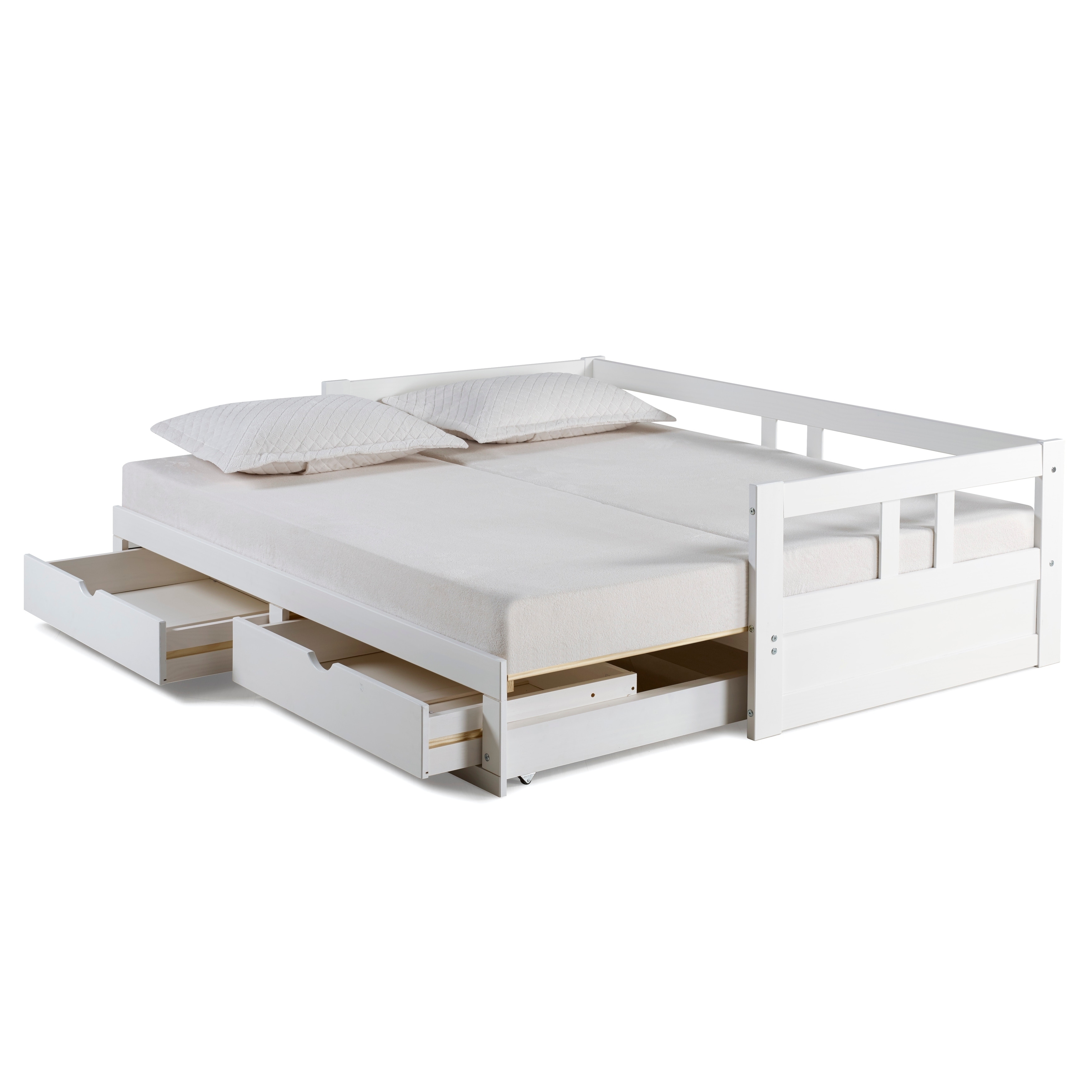Melody Twin To King Trundle Daybed With Storage Drawers White Melody Twin To King Trundle Daybed With Storage Drawers White Free Shipping Today 18105350