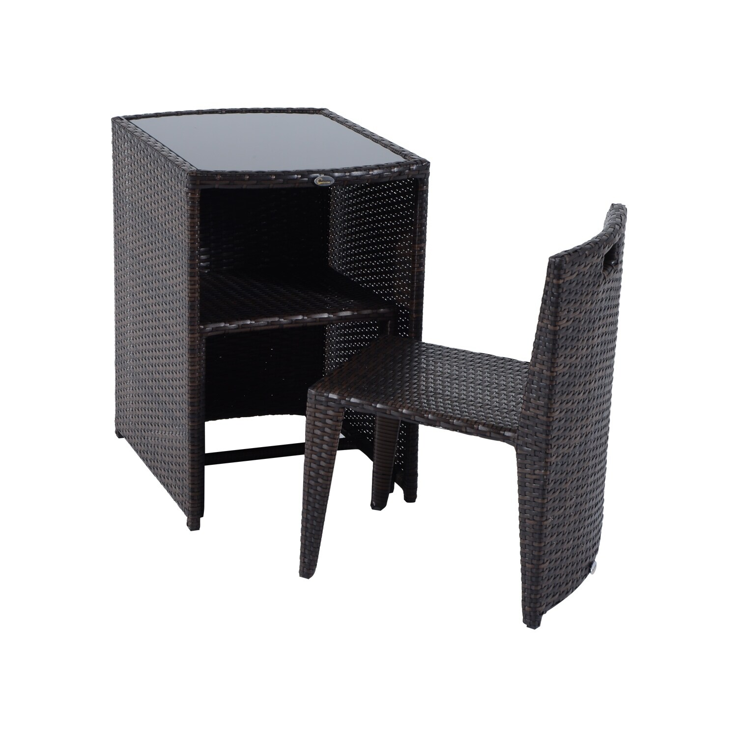 Havenside Home Wilminton 3 Piece Chair And Table Rattan Wicker Patio Nesting Furniture Set