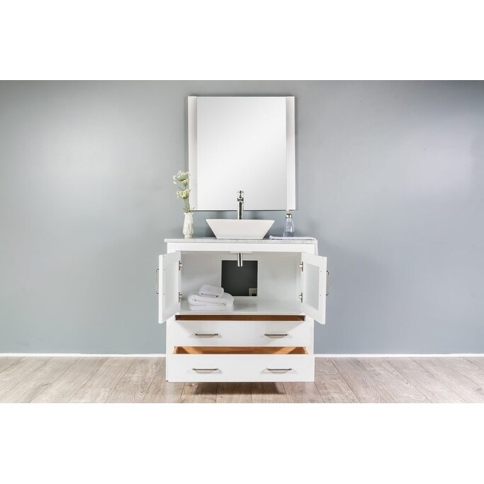 Newport Collection 36 Inches In White W Carrara Marble Top And Newport Collection 36 Inches In White W Carrara Marble Top And High Gloss Ceramic Basin Free Shipping Today 18116652