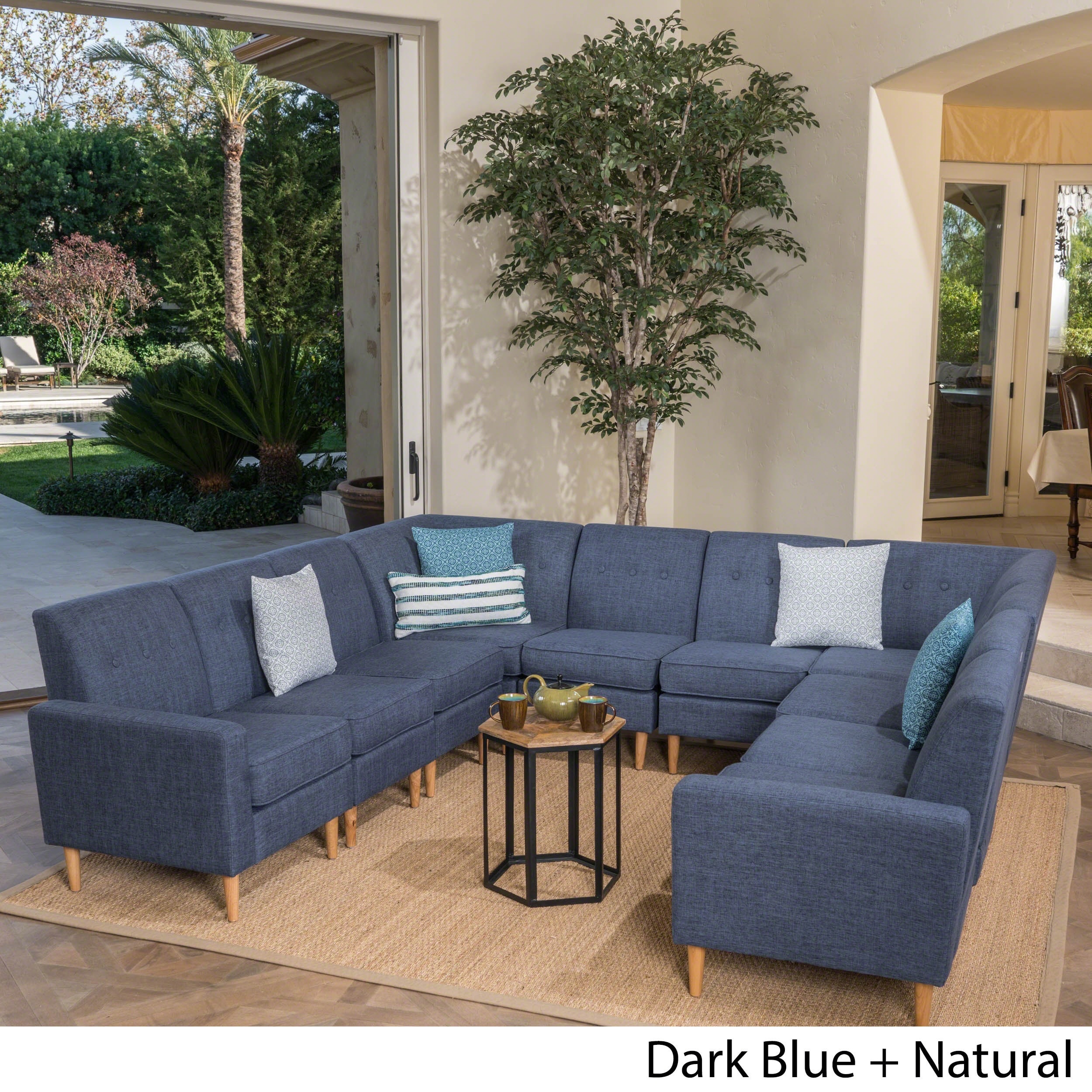 Sawyer Mid Century Modern 10 Piece Fabric U Shaped Sectional Sofa Set By Christopher Knight Home