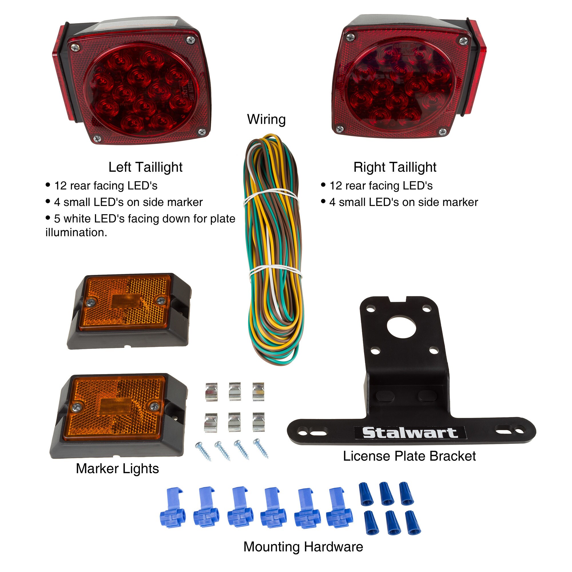 Shop 12V LED Trailer Light Kit, Submersible For Trailers Under 80 Feet- Includes Stop, Tail and Turn Signal Lights- by Stalwart - Free Shipping On Orders ...