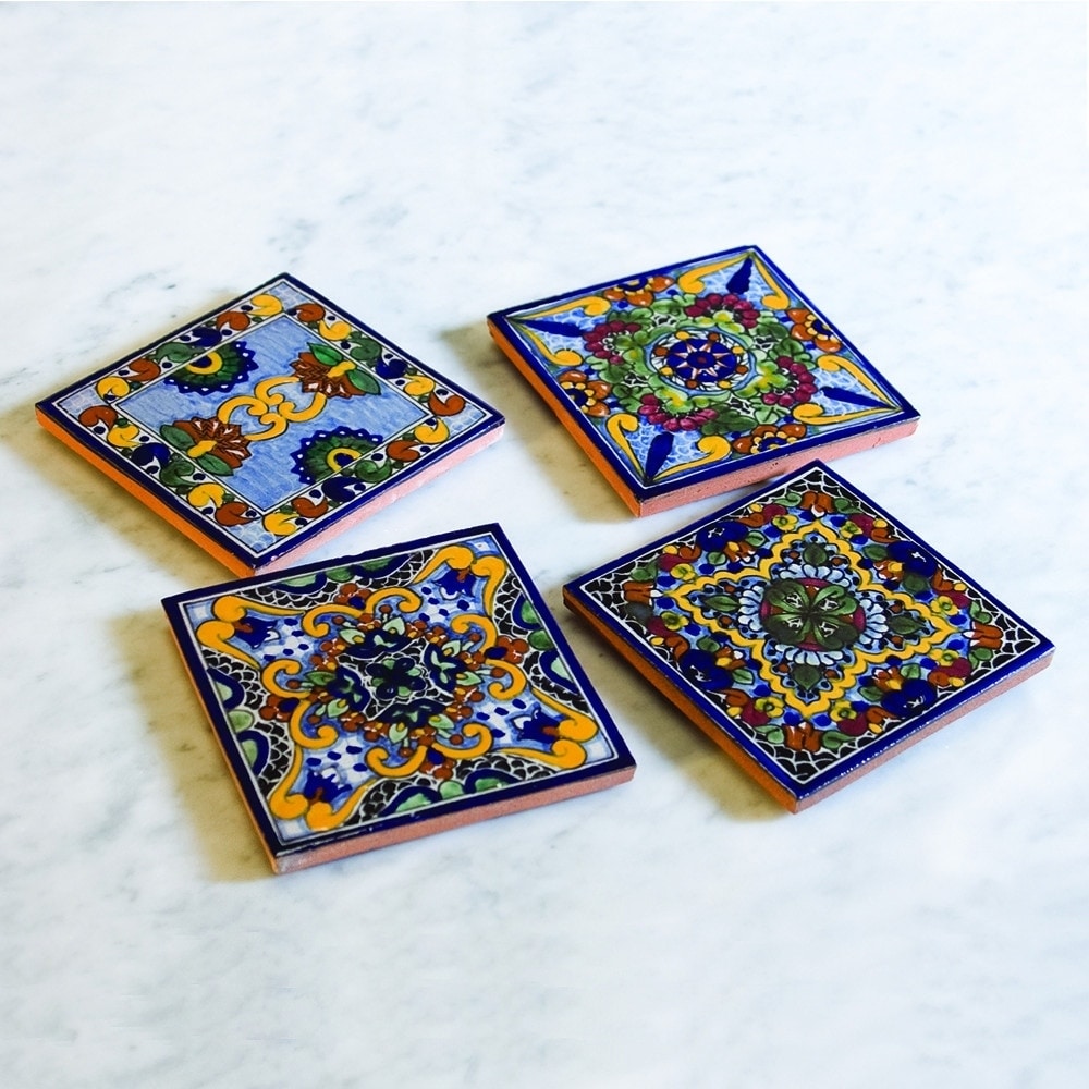 Moroccan Midnight Hand Painted Talavera Tile Coasters Set Of 4 Moroccan Midnight Hand Painted Talavera Tile Coasters Set Of 4 On Free Shipping Today 18225980
