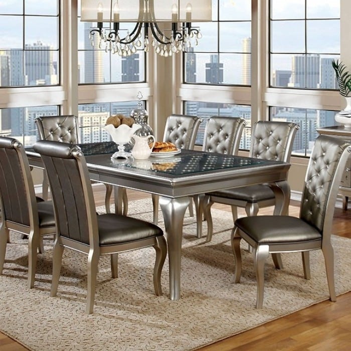 Amina Contemporary Style Elegant Dining Table Silver Free Amina Contemporary Style Elegant Dining Table Silver Free Shipping Today 18232215