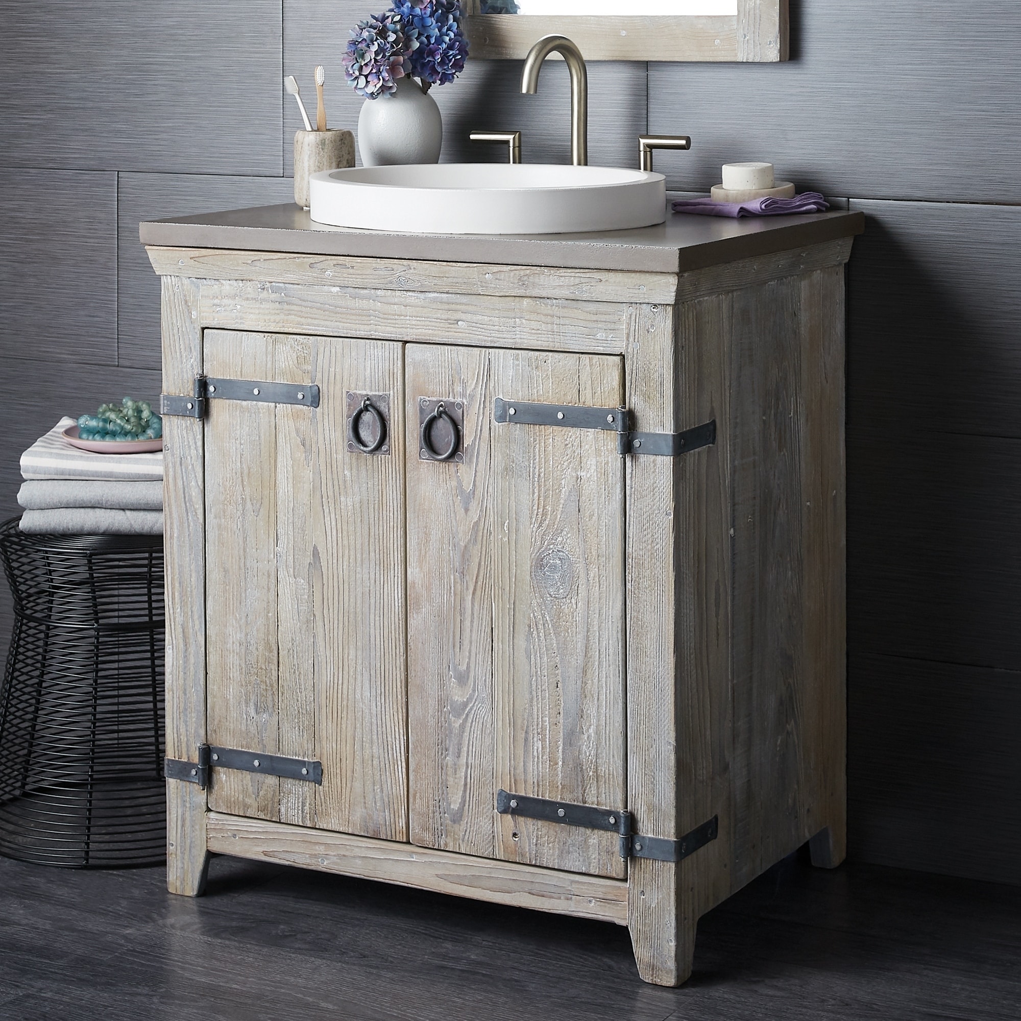 Americana Driftwood 30 Inch Reclaimed Wood Bathroom Vanity Base Only Overstock 18235415