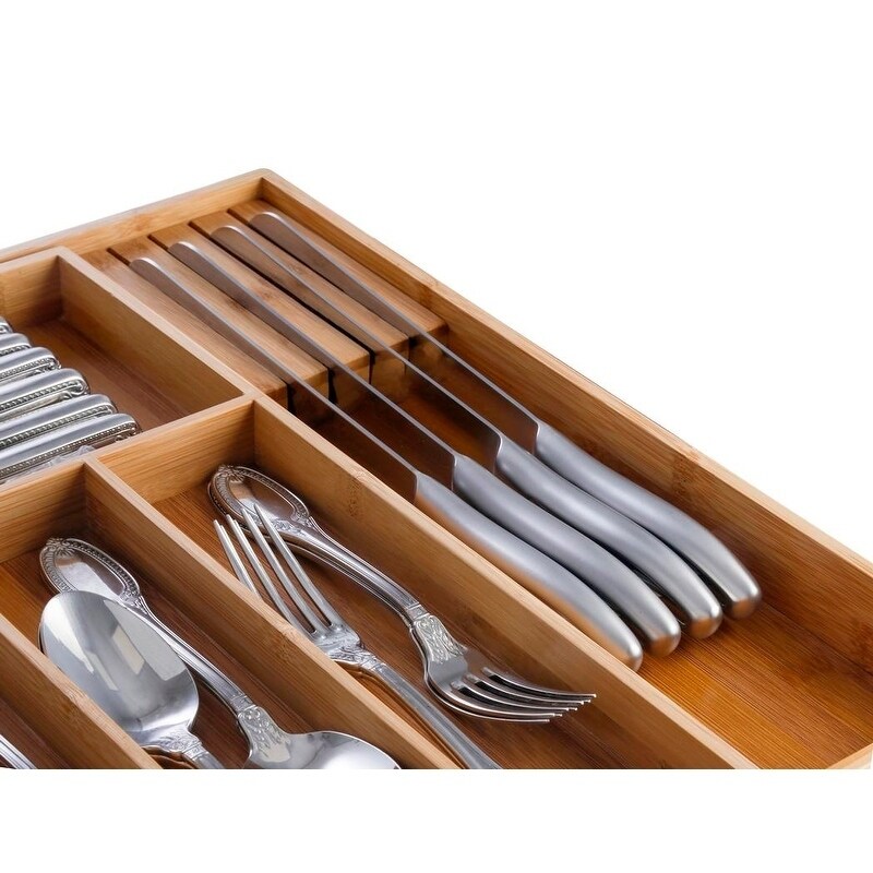Shop Bambusi Expandable Kitchen Drawer Organizer W Knife Block By