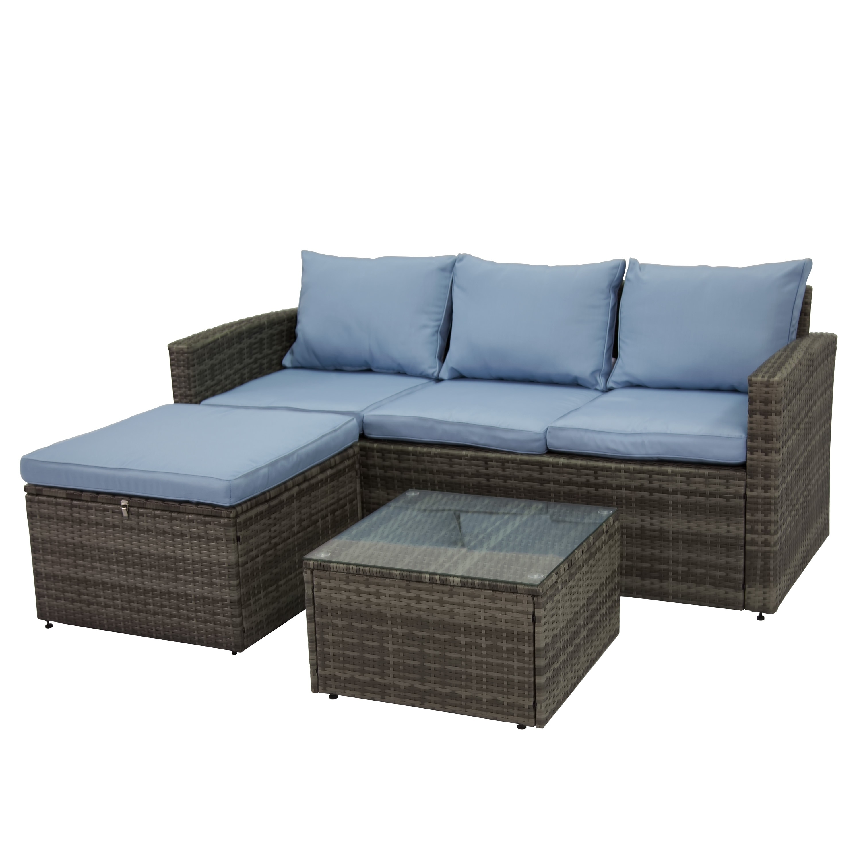Rio Grey 3 Piece All Weather Wicker Storage Conversation Set Rio Grey 3 Piece All Weather Wicker Storage Conversation Set On Free Shipping Today 18252410