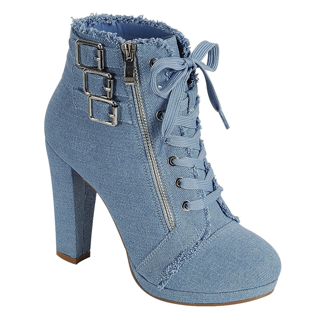 EI85 Women's Zipper Side Distressed Ripped Wrapped Chunky Heel Ankle Booties EI85 Women's Zipper Side Distressed Ripped Wrapped Chunky Heel Ankle Booties