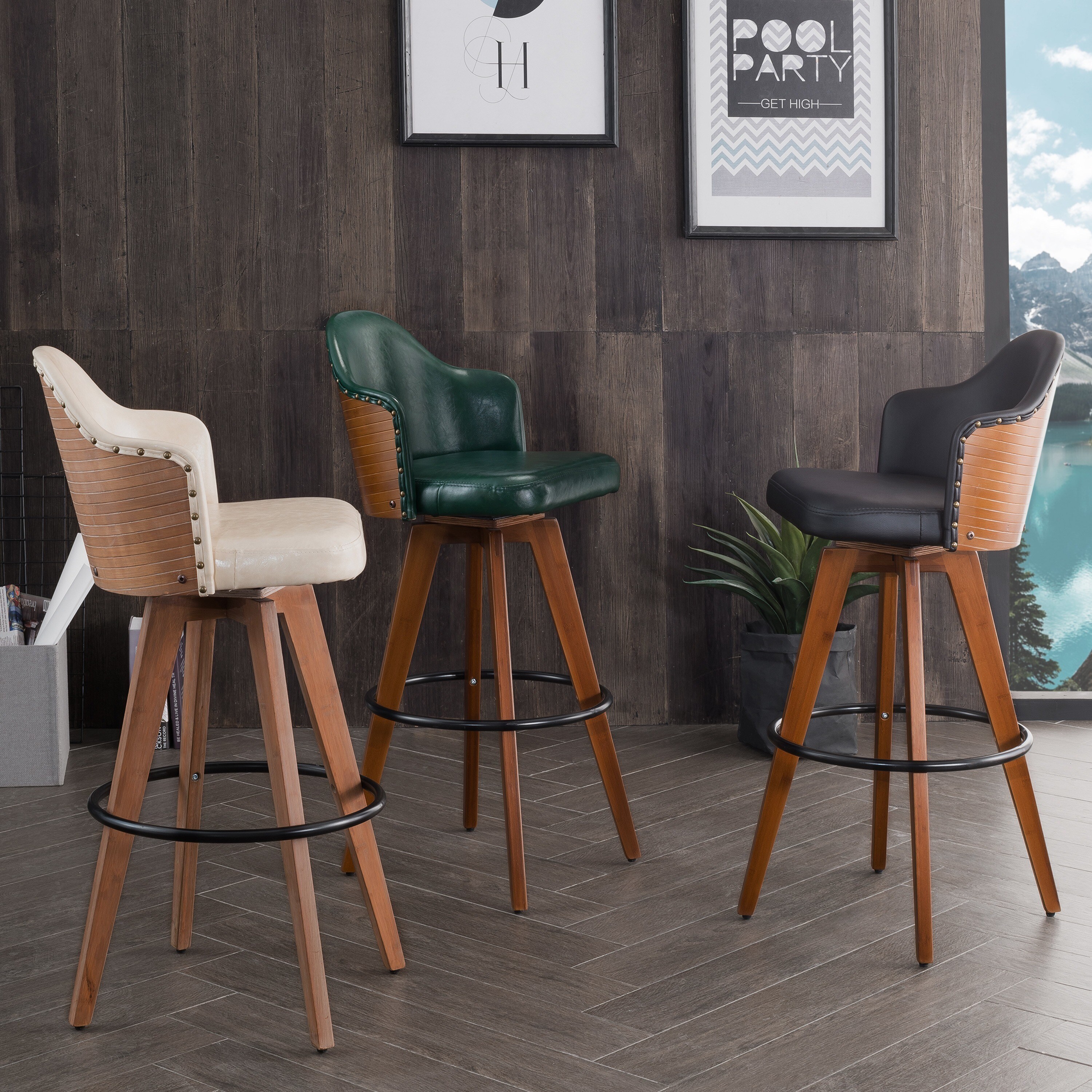Corvus Metz Mid Century Bonded Leather Swivel Bar Stool Set Of Corvus Metz Mid Century Bonded Leather Swivel Bar Stool Set Of 2
