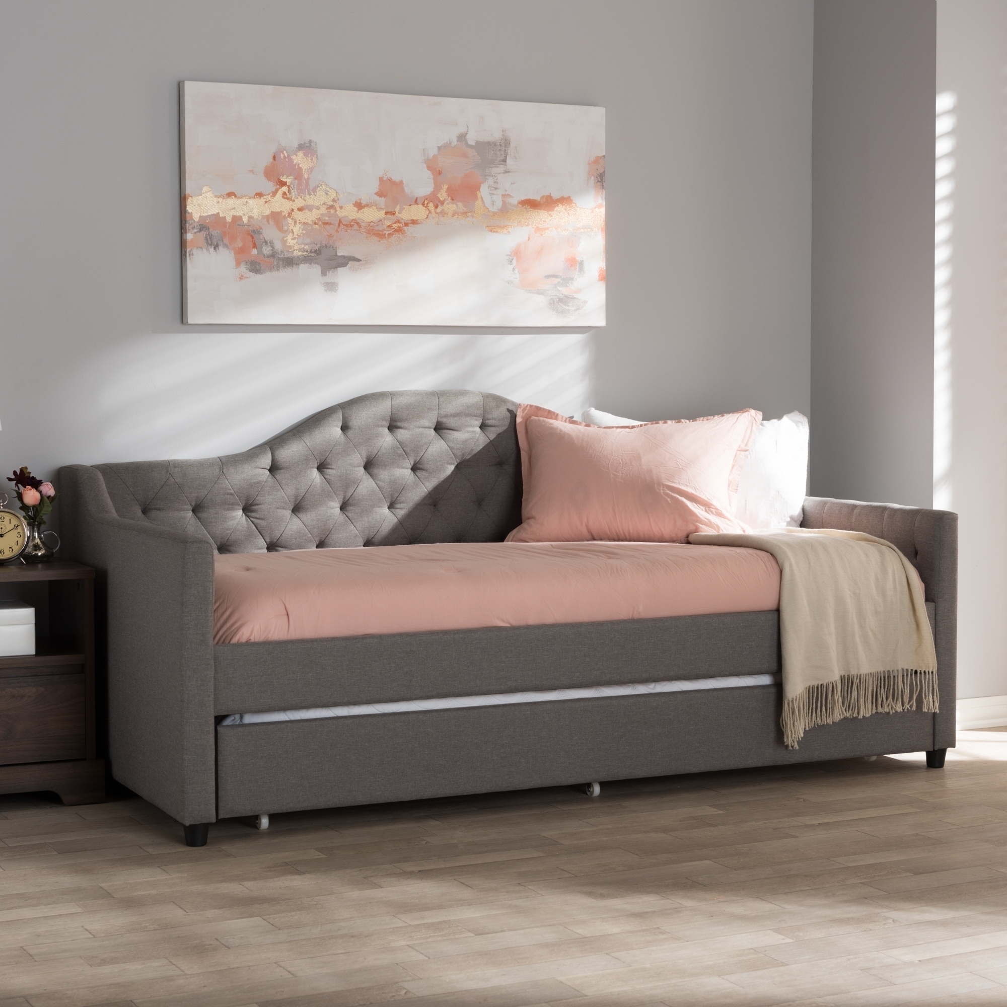 Contemporary Fabric Daybed With Trundle By Baxton Studio Free Contemporary Fabric Daybed With Trundle By Baxton Studio Free Shipping Today 18515198