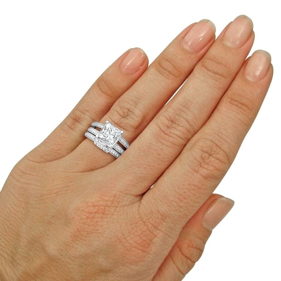 Noori 2ct Princess Moissanite And 3 4ct Diamond Engagement Ring Noori 2ct Princess Moissanite And 3 4ct Diamond Engagement Ring Wedding Set 14k White Gold On Free Shipping Today 18599487
