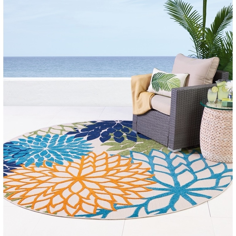 Nourison Aloha Fl Indoor Outdoor Area Rug 7 10 Round Free Nourison Aloha Fl Indoor Outdoor Area Rug 7 10 Round Free Shipping Today 24707774