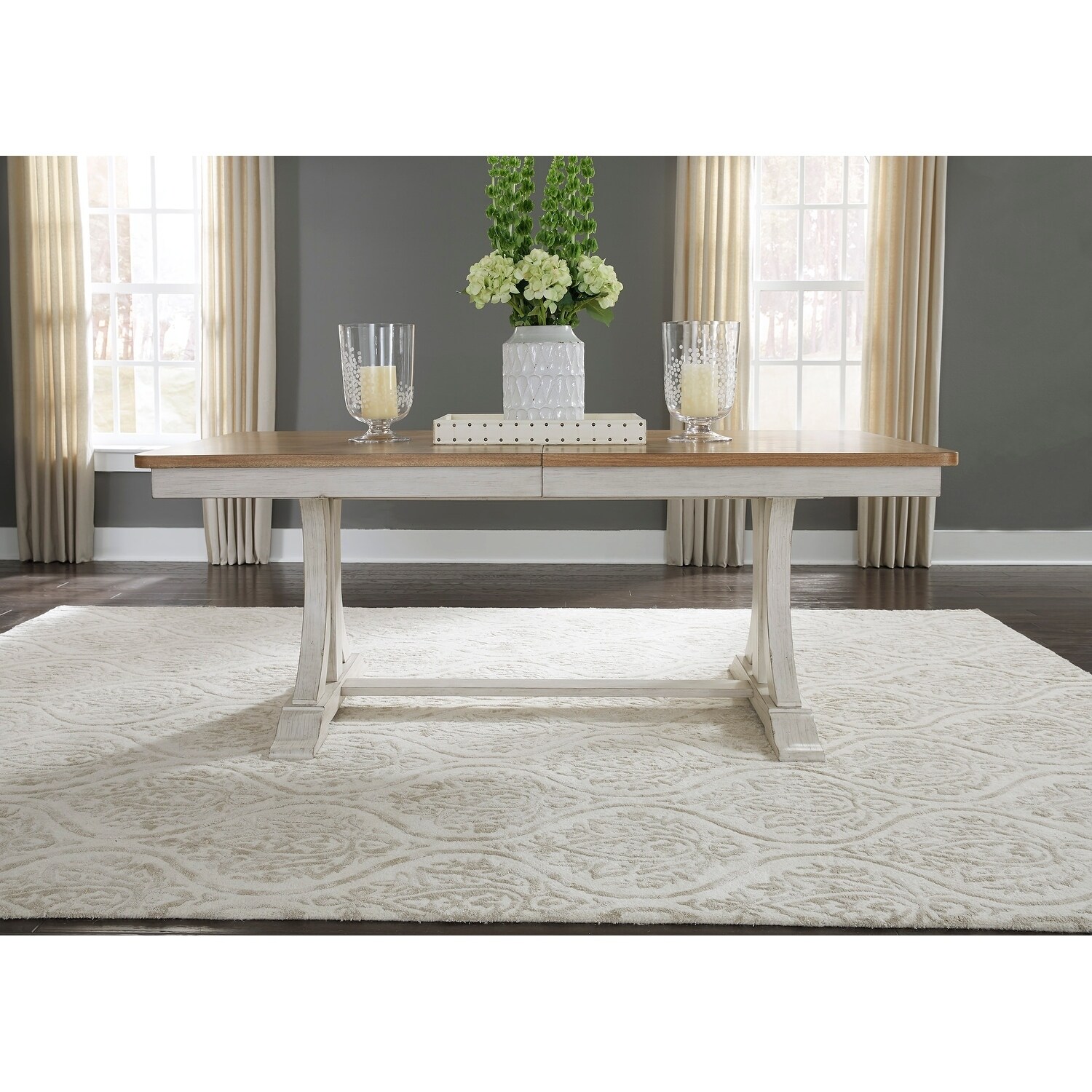 Farmhouse Antique Two Toned 5 Piece Trestle Table Dining Set Farmhouse Antique Two Toned 5 Piece Trestle Table Dining Set On Free Shipping Today 18620170