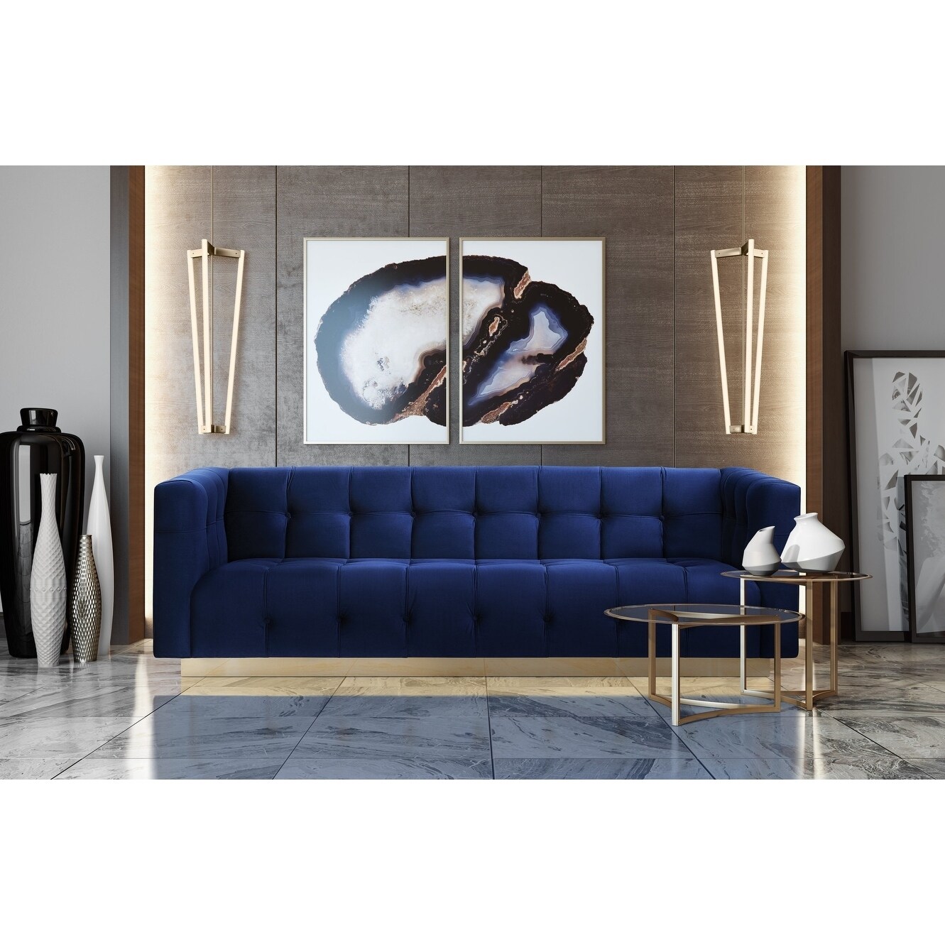 Roma Navy Velvet Sofa