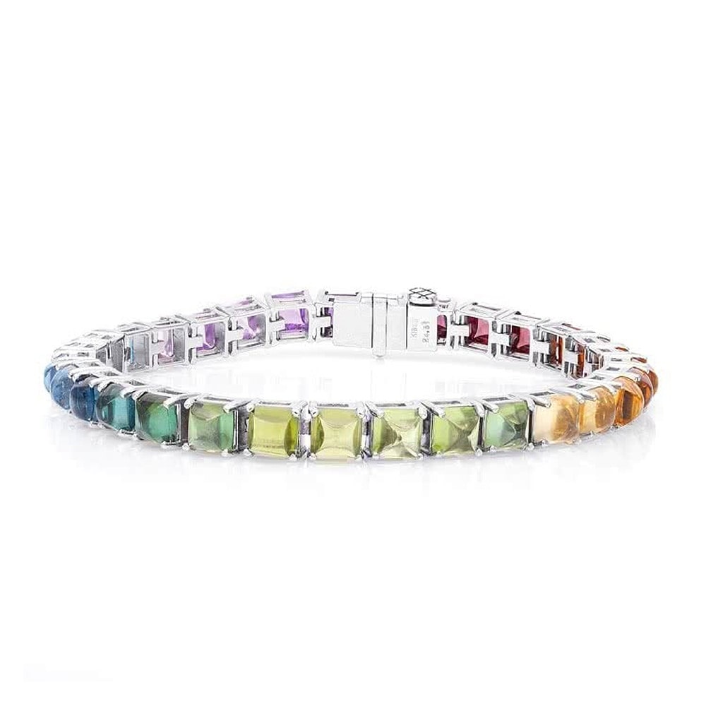 18k White Gold 24 61ct Tgw Multi Gemstone Rainbow Tennis 18k White Gold 24 61ct Tgw Multi Gemstone Rainbow Tennis Bracelet On Free Shipping Today 18770194