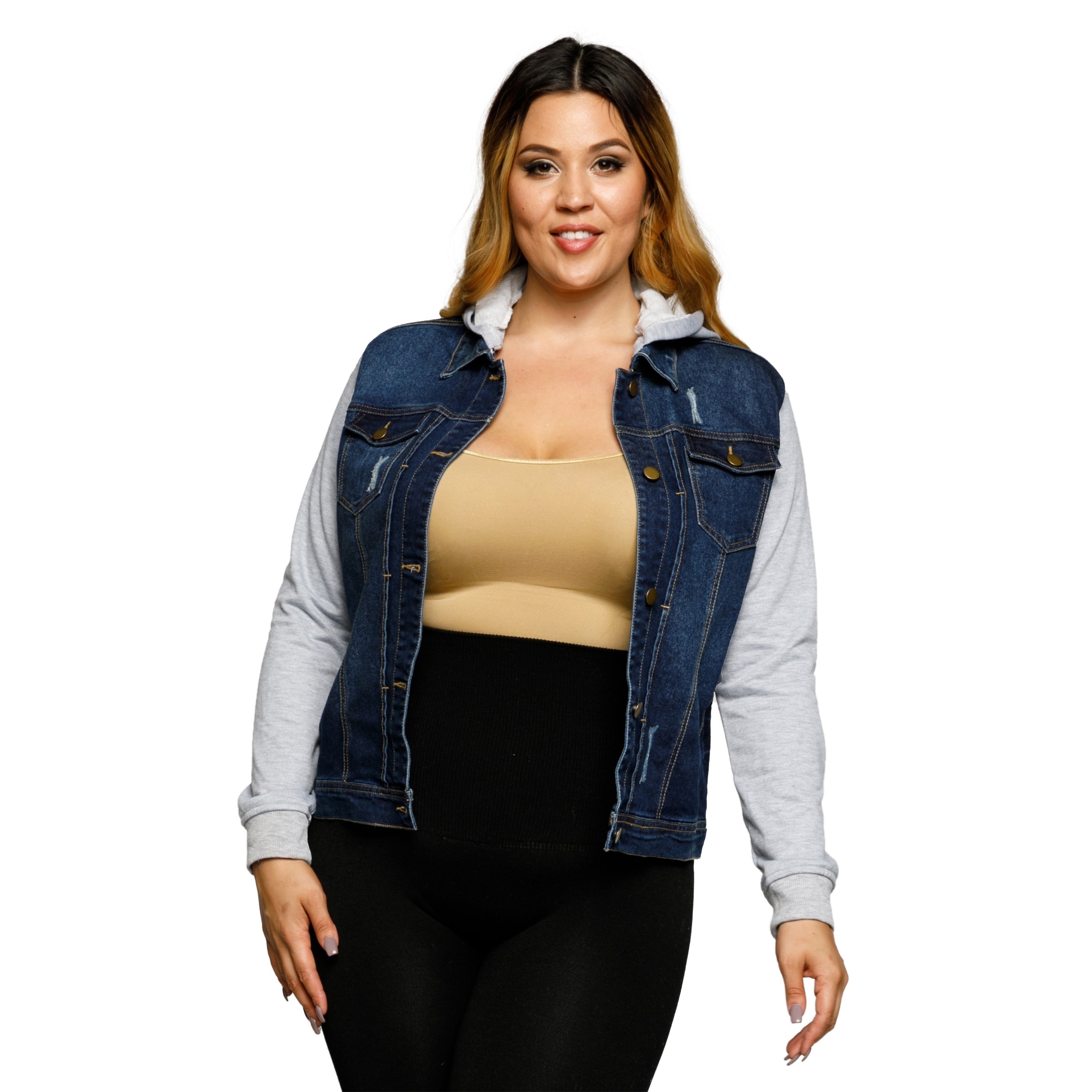 jean jacket hoodie plus size