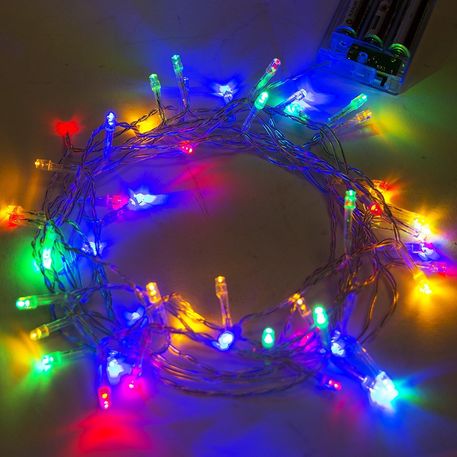 Aleko 50 Led Battery Operated 19 5 Feet Christmas Multicolor Lights