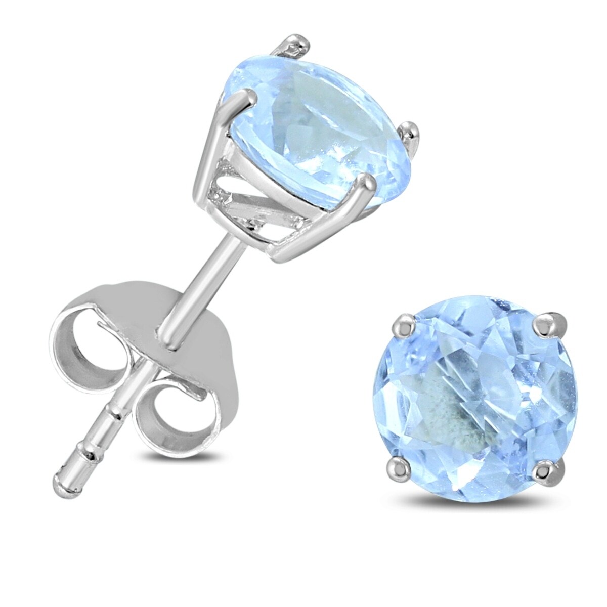 6mm Hydro London Blue Topaz Stud Earrings In 925 Sterling Silver