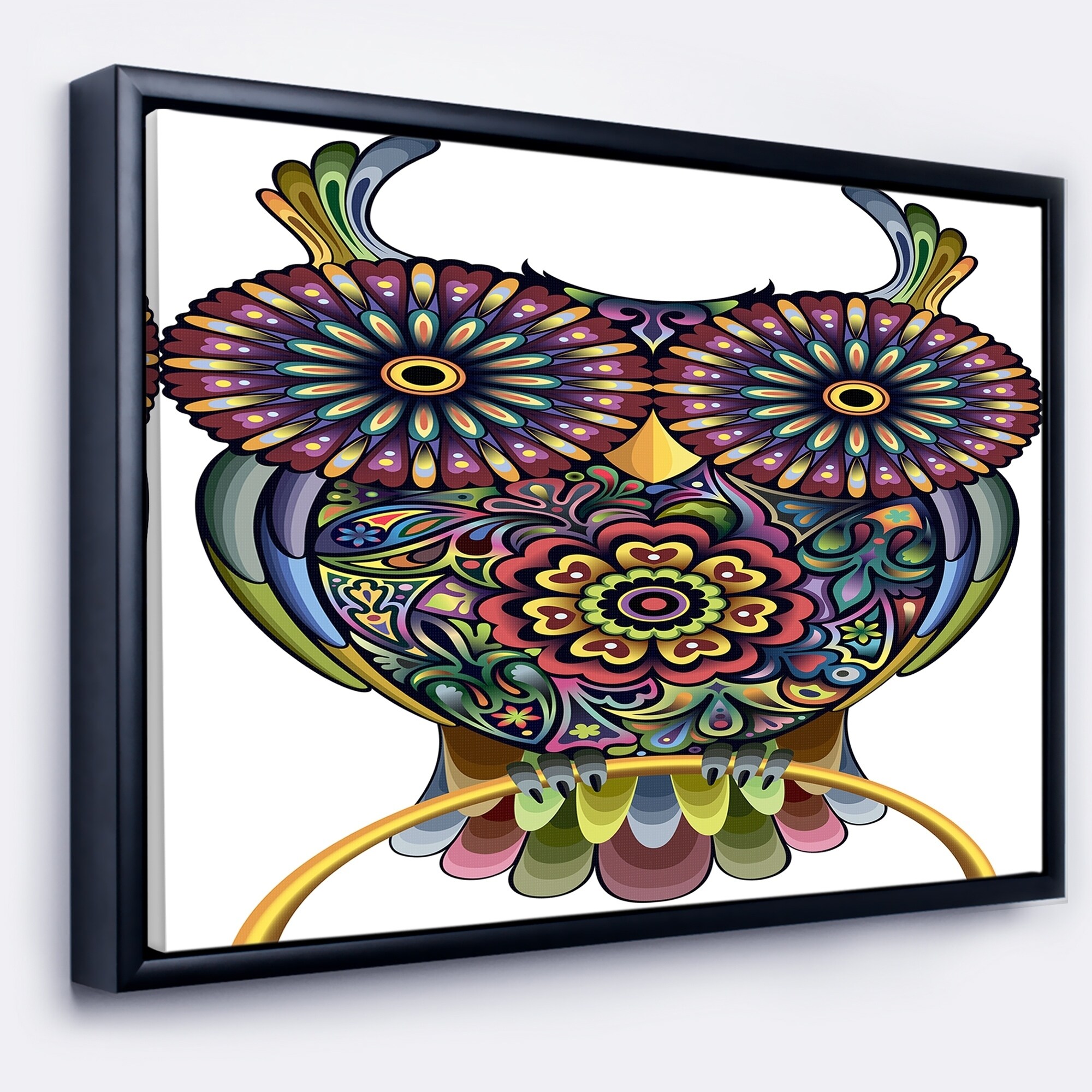 Shop Designart Funny Owl Animal Framed Canvas Art Print On Sale