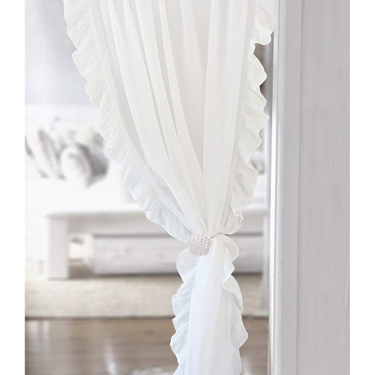 Driftaway Sophie Sheer Voile Ruffle Edge Window Curtain Panel Driftaway Sophie Sheer Voile Ruffle Edge Window Curtain Panel Pair On Free Shipping Orders Over 45 18965730