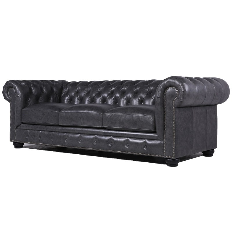 Kensington Grey Italian Leather Chesterfield Upholstered Sofa Kensington Grey Italian Leather Chesterfield Upholstered Sofa Free Shipping Today 19215432
